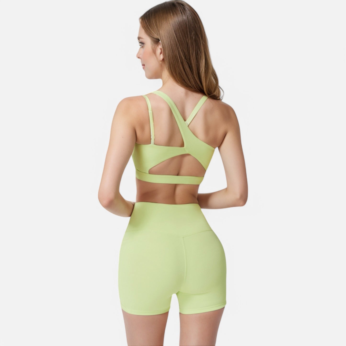 Anna-Kaci Women's One Shoulder Cutout Sports Bra