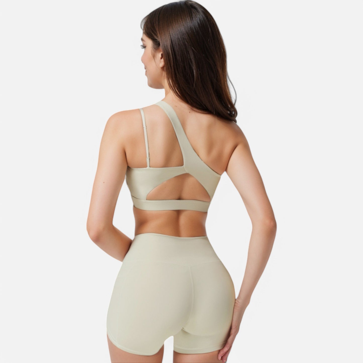 Anna-Kaci Women's One Shoulder Cutout Sports Bra