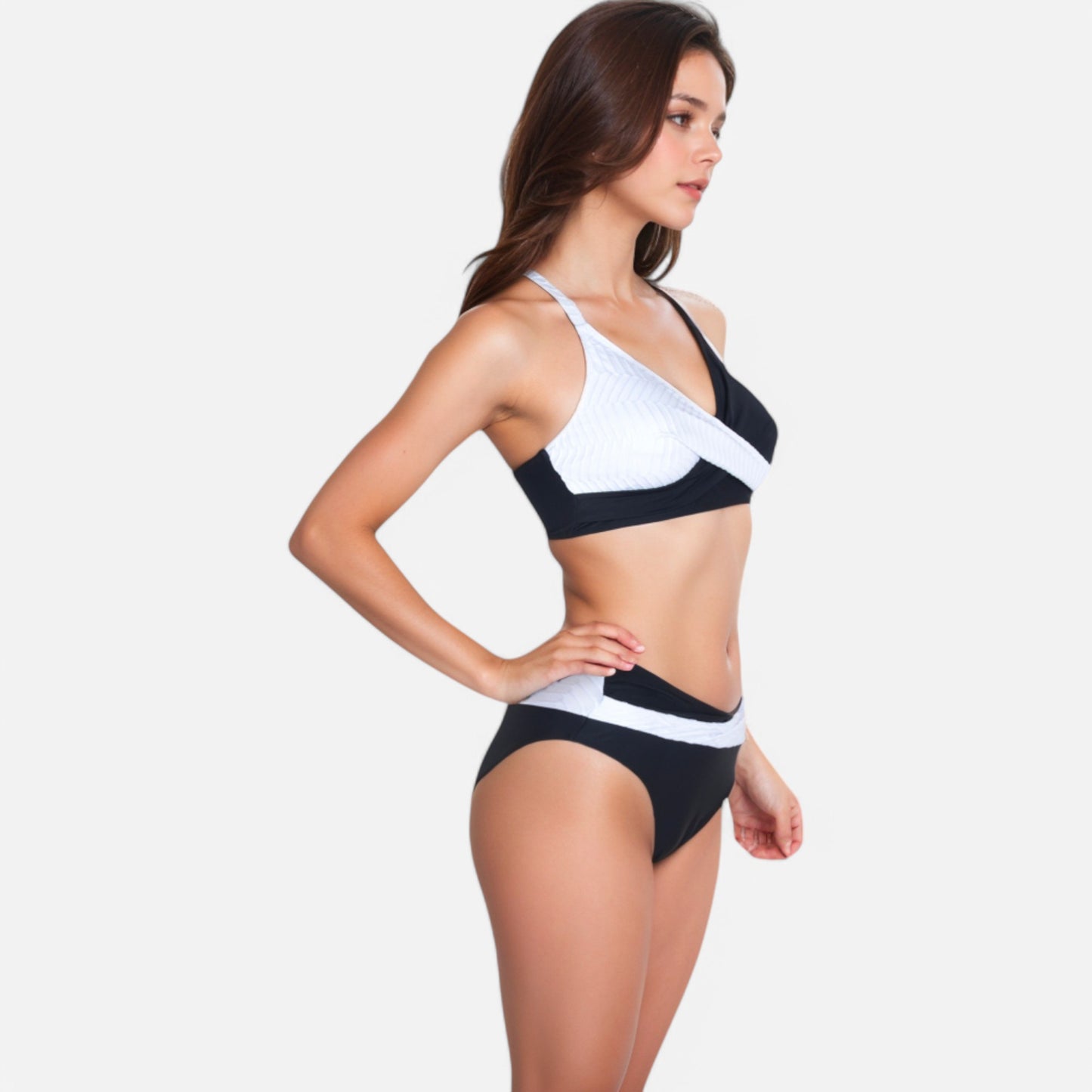 Anna-Kaci Women's Two-Piece Bikini Set with Pleated Wrap Detail and High-Waisted Bottoms