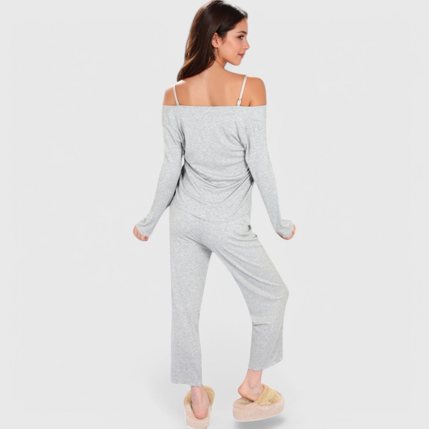 Anna-Kaci Lounge Women's 3-Piece Lounge Pajama Set with Camisole, Button-Up Top, and Wide-Leg Pants