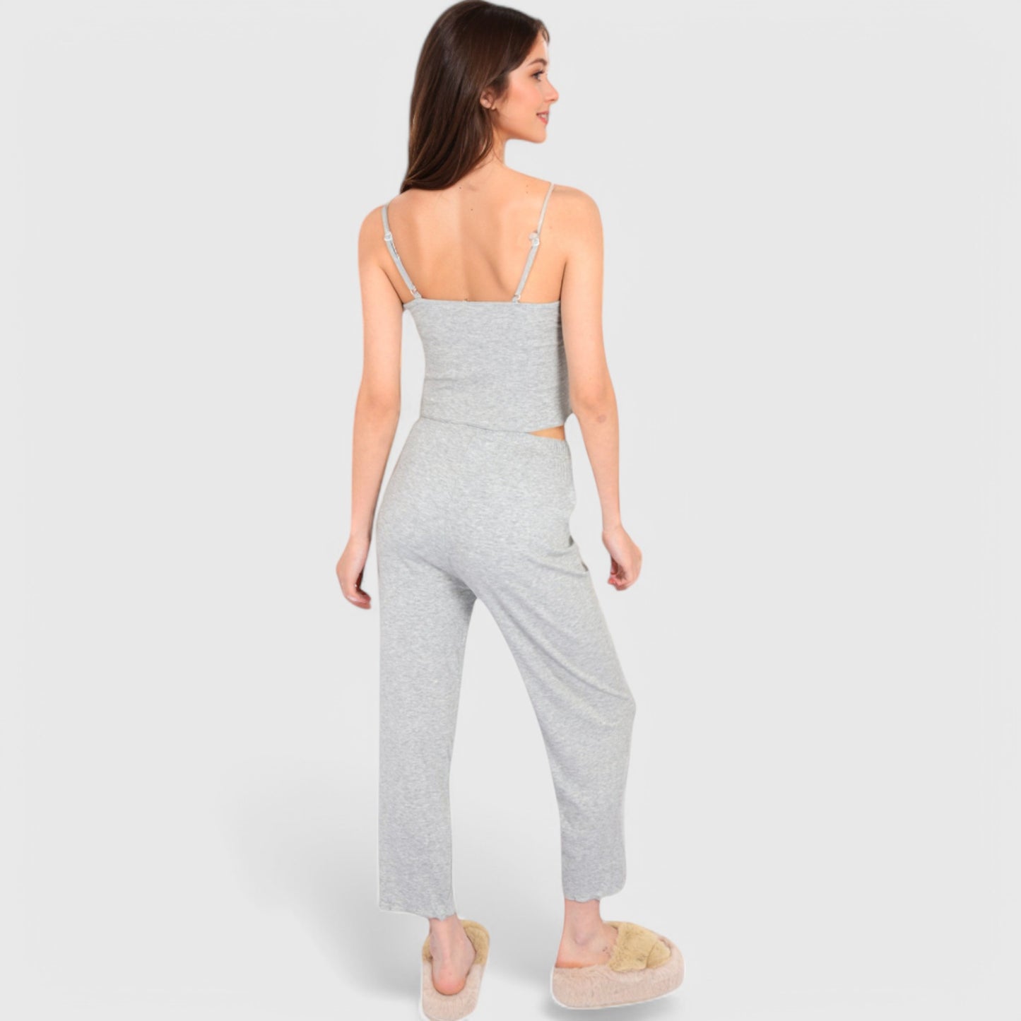 Anna-Kaci Lounge Women's 3-Piece Lounge Pajama Set with Camisole, Button-Up Top, and Wide-Leg Pants