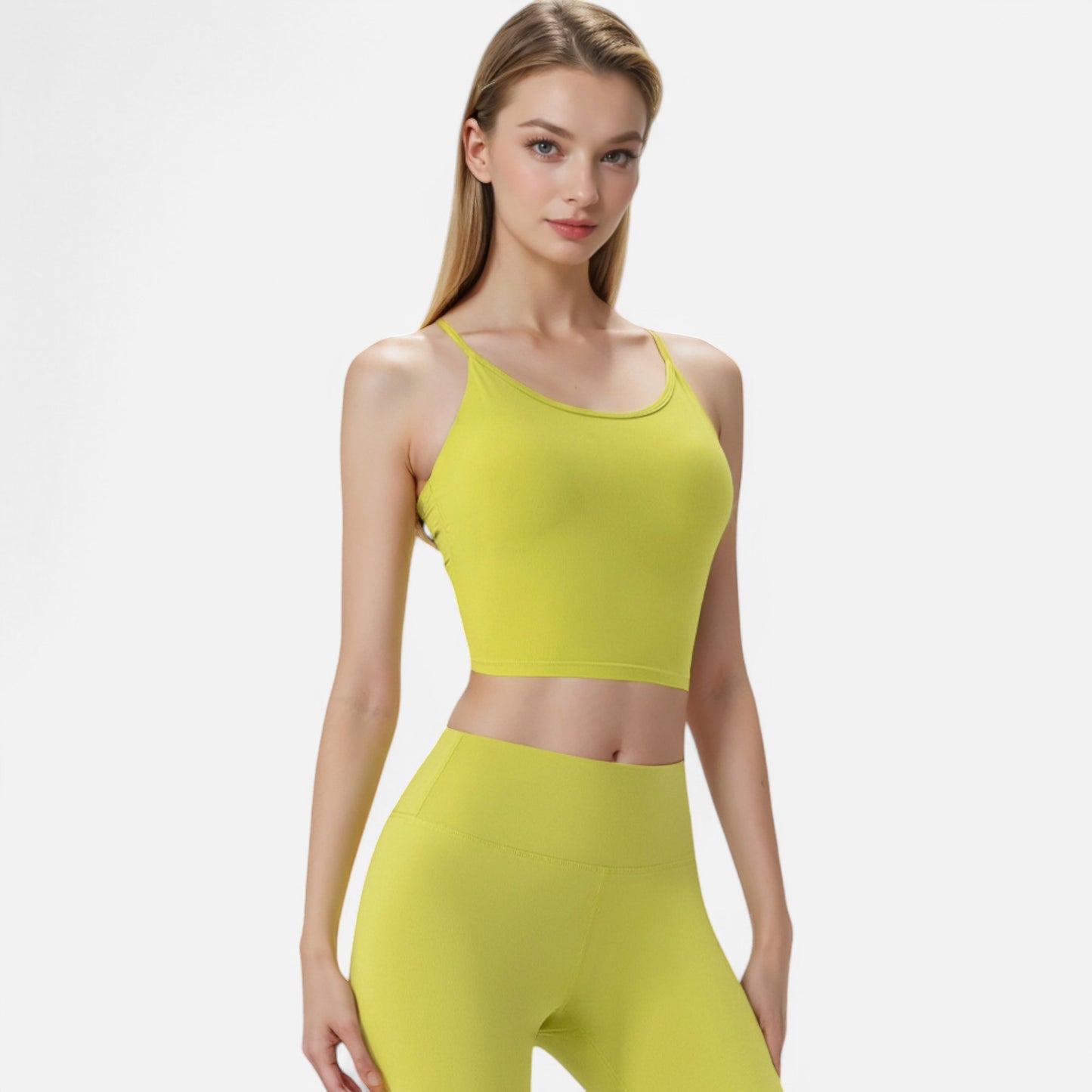 Anna-Kaci Women's Crisscross Strappy Sports Bra with Lace-Up Detail