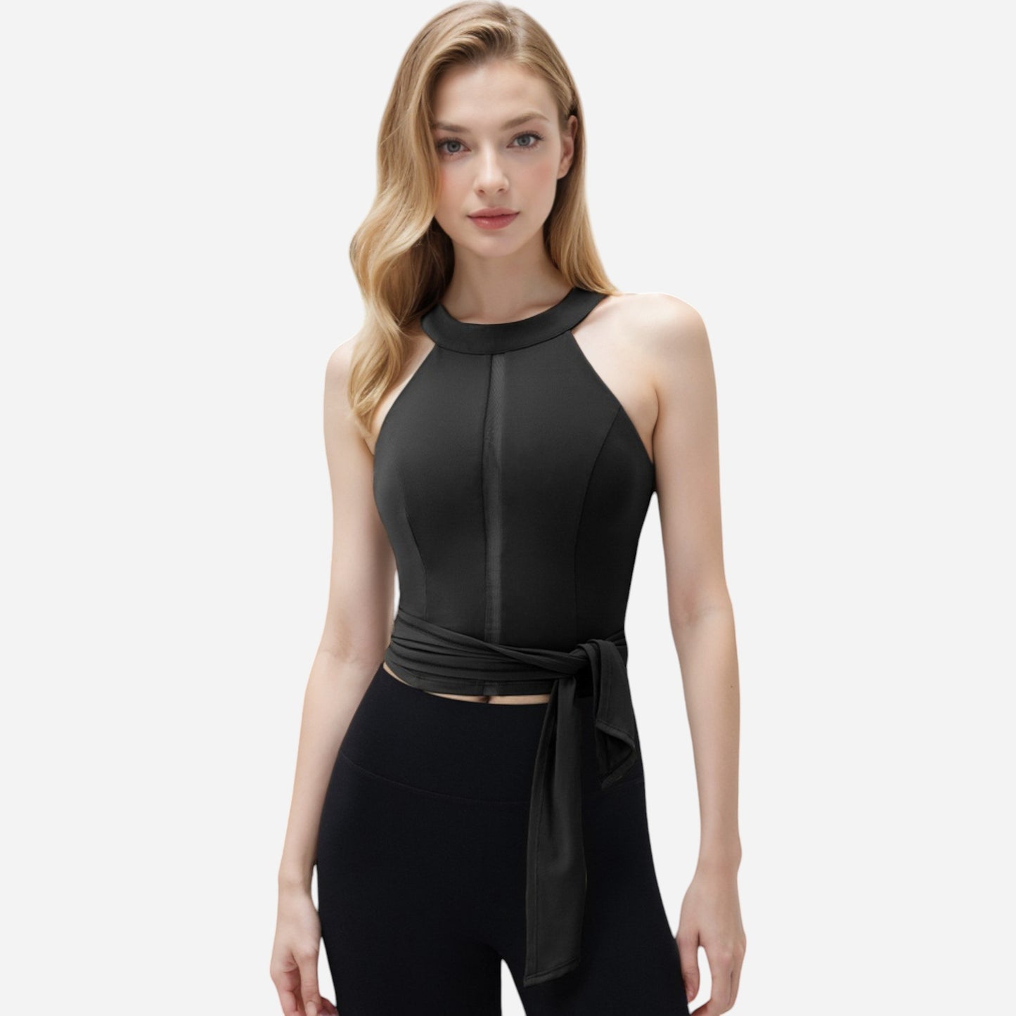 Anna-Kaci Women's Halter Neck Wrap Tie Athletic Tank Top