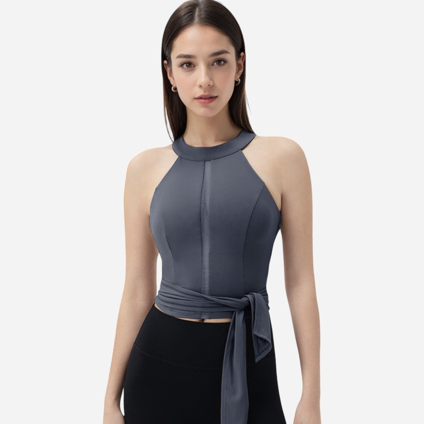 Anna-Kaci Women's Halter Neck Wrap Tie Athletic Tank Top