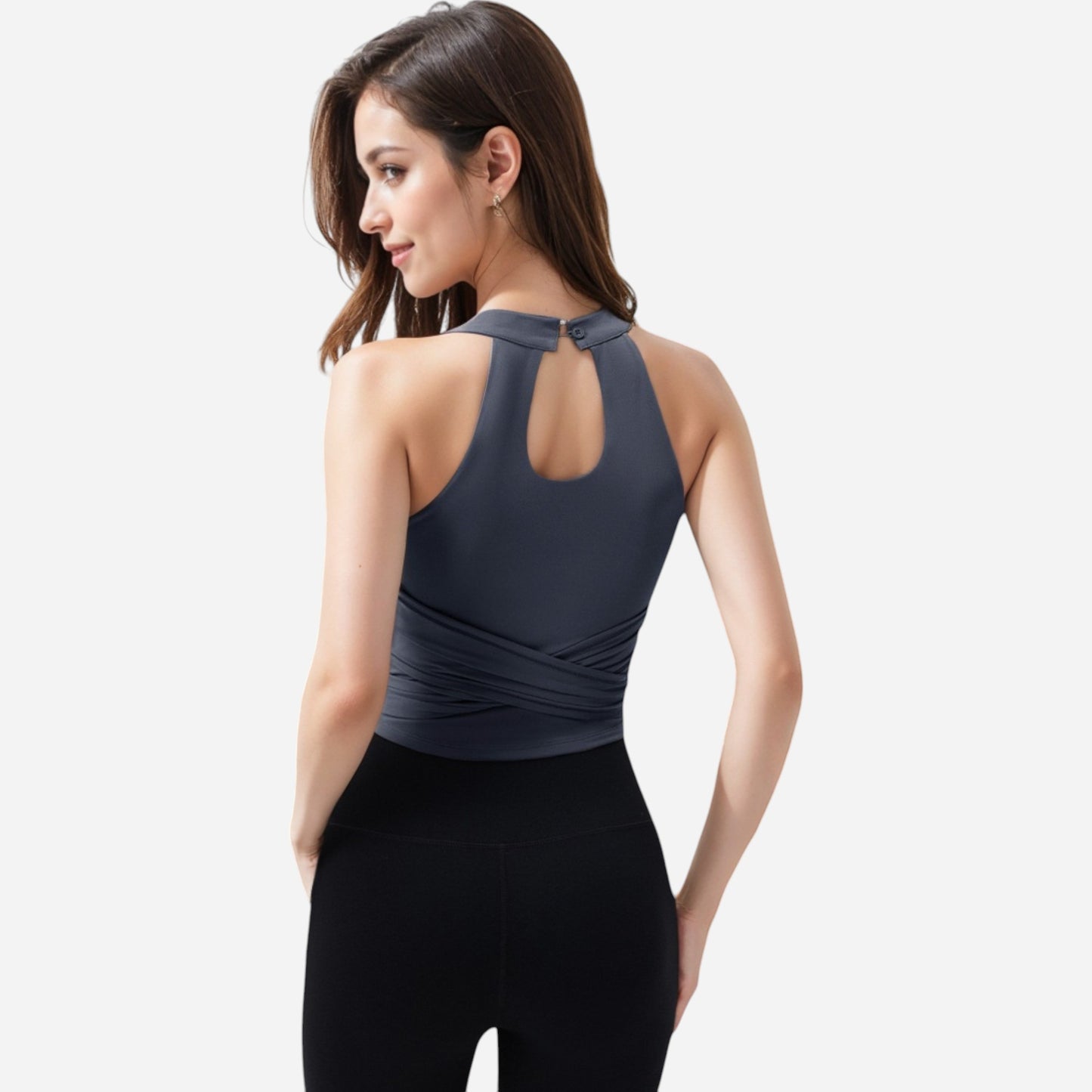 Anna-Kaci Women's Halter Neck Wrap Tie Athletic Tank Top
