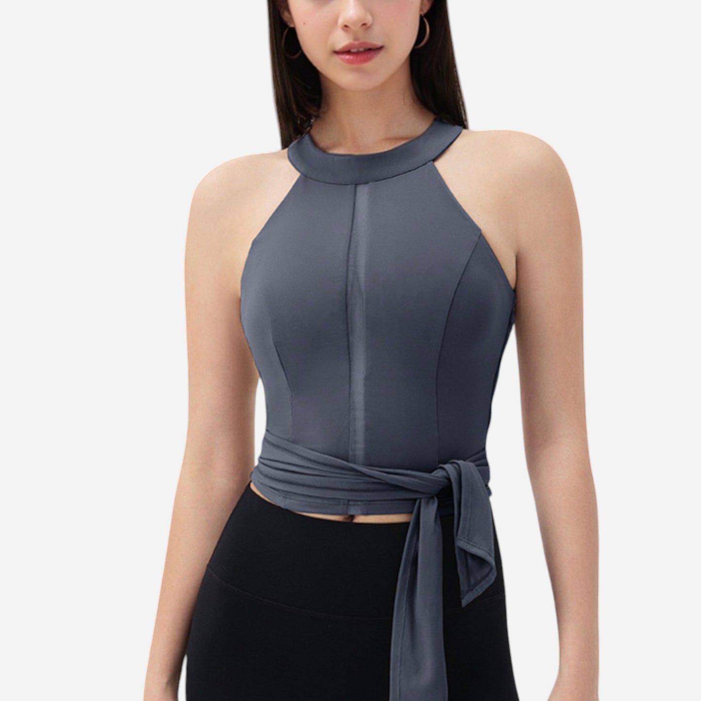 Anna-Kaci Women's Halter Neck Wrap Tie Athletic Tank Top