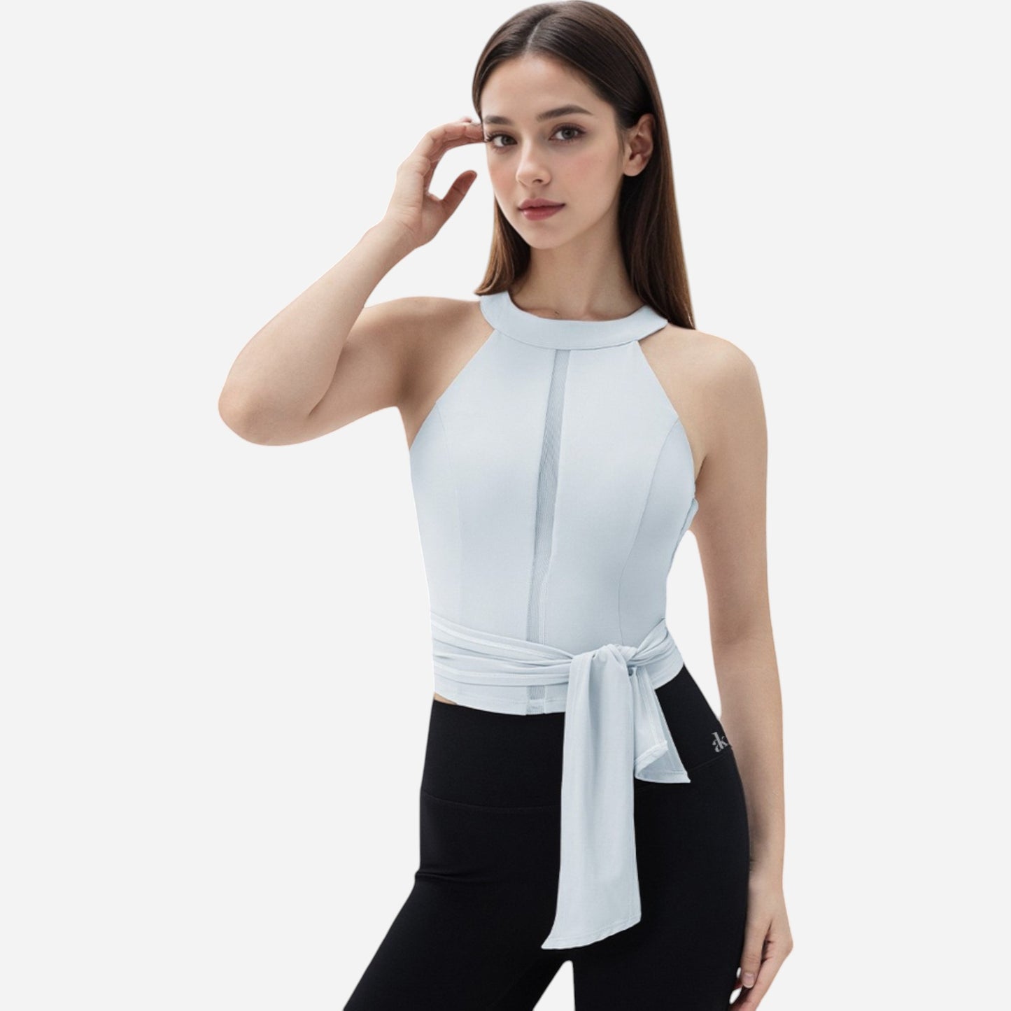Anna-Kaci Women's Halter Neck Wrap Tie Athletic Tank Top