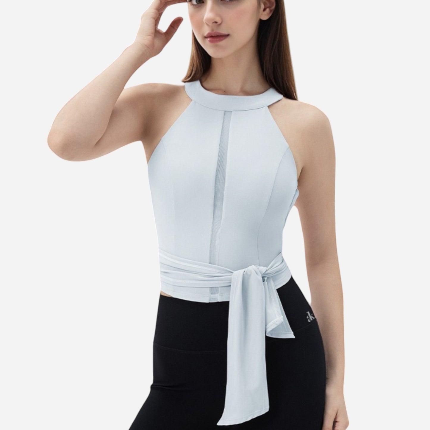 Anna-Kaci Women's Halter Neck Wrap Tie Athletic Tank Top