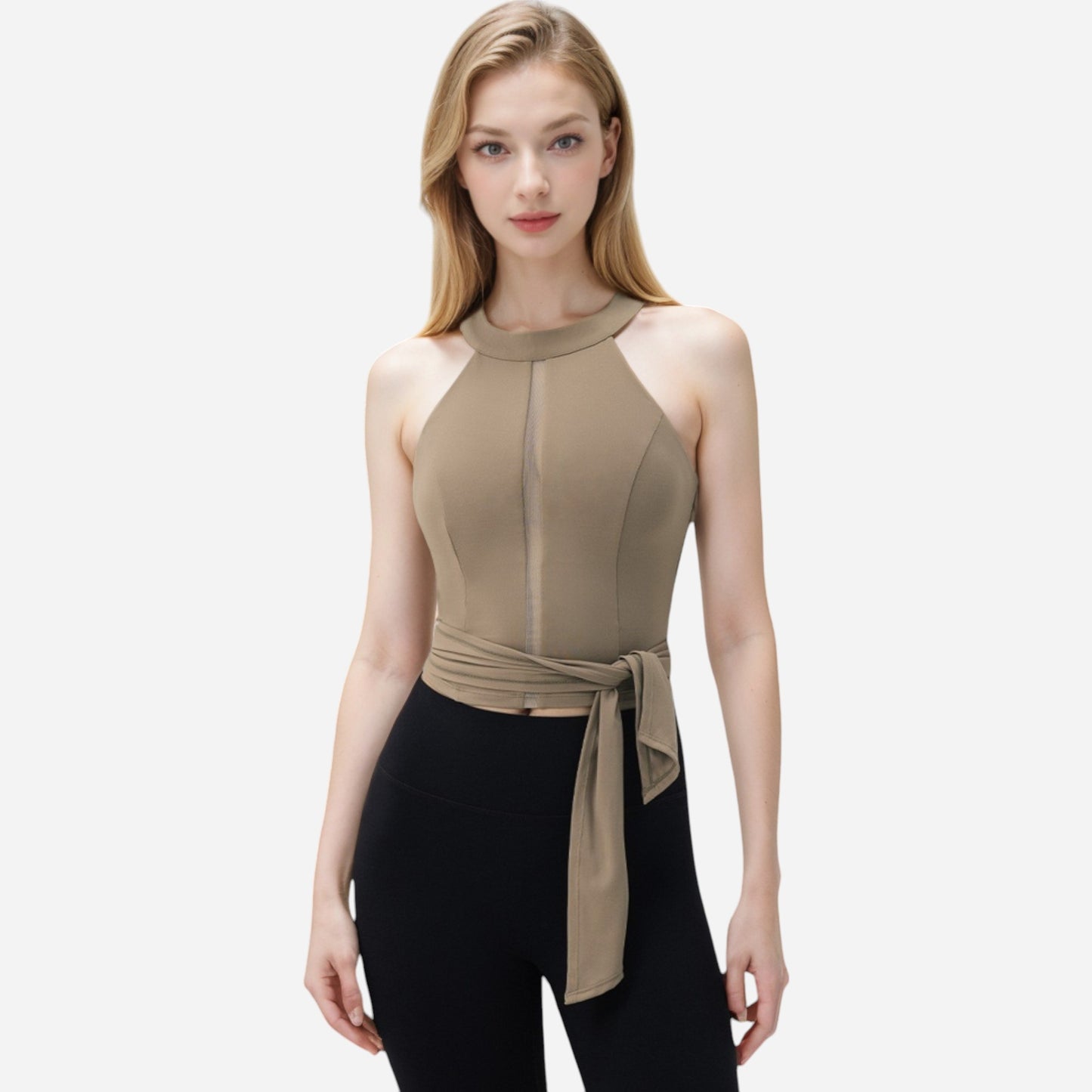 Anna-Kaci Women's Halter Neck Wrap Tie Athletic Tank Top