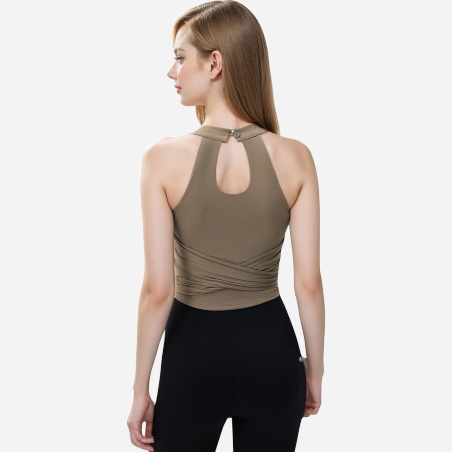 Anna-Kaci Women's Halter Neck Wrap Tie Athletic Tank Top