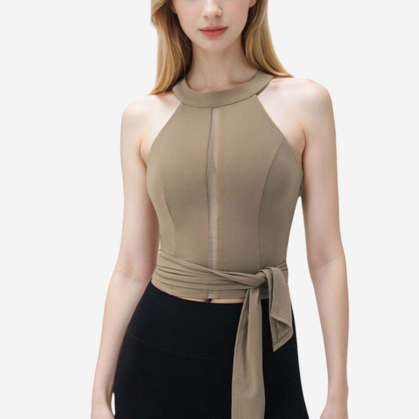 Anna-Kaci Women's Halter Neck Wrap Tie Athletic Tank Top