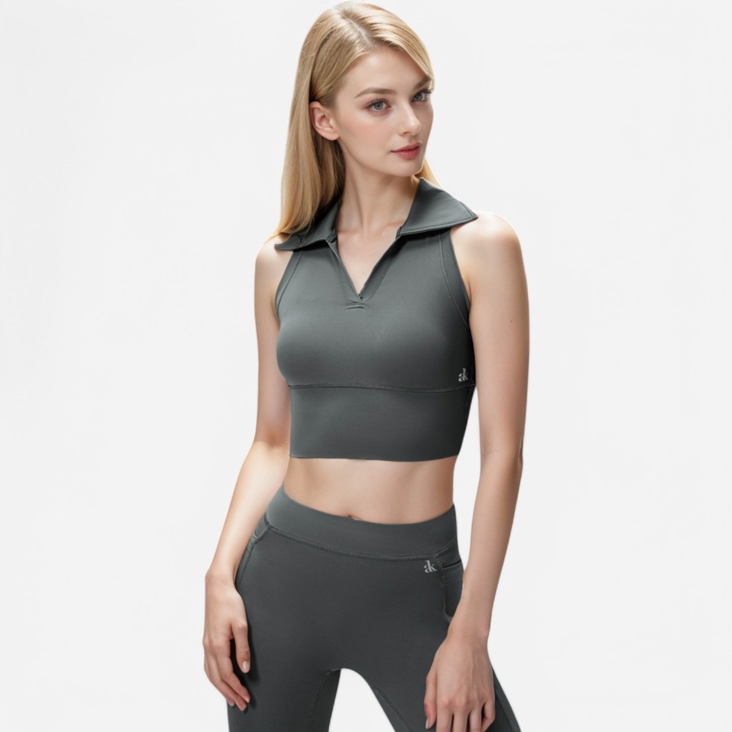 Anna-Kaci Women's Sleeveless Collared Crop Top with V-Neckline