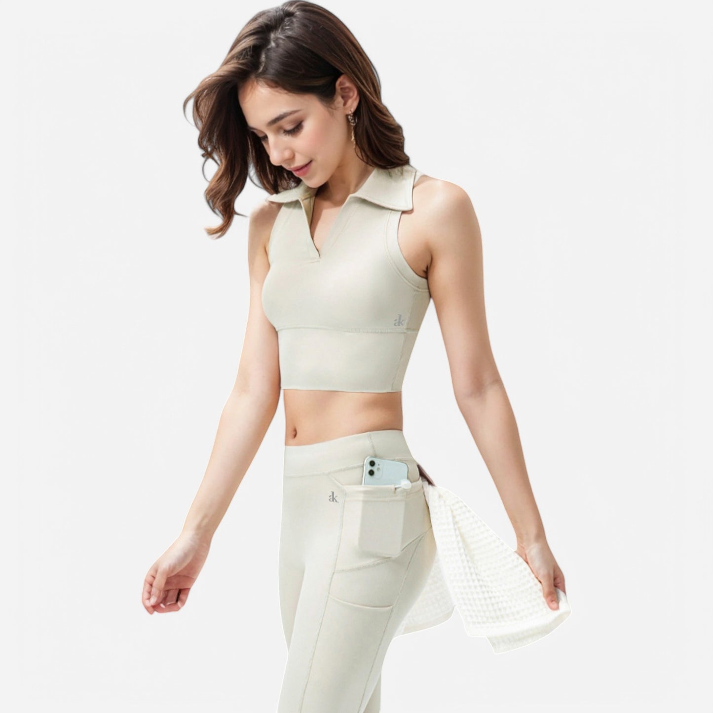 Anna-Kaci Women's Sleeveless Collared Crop Top with V-Neckline