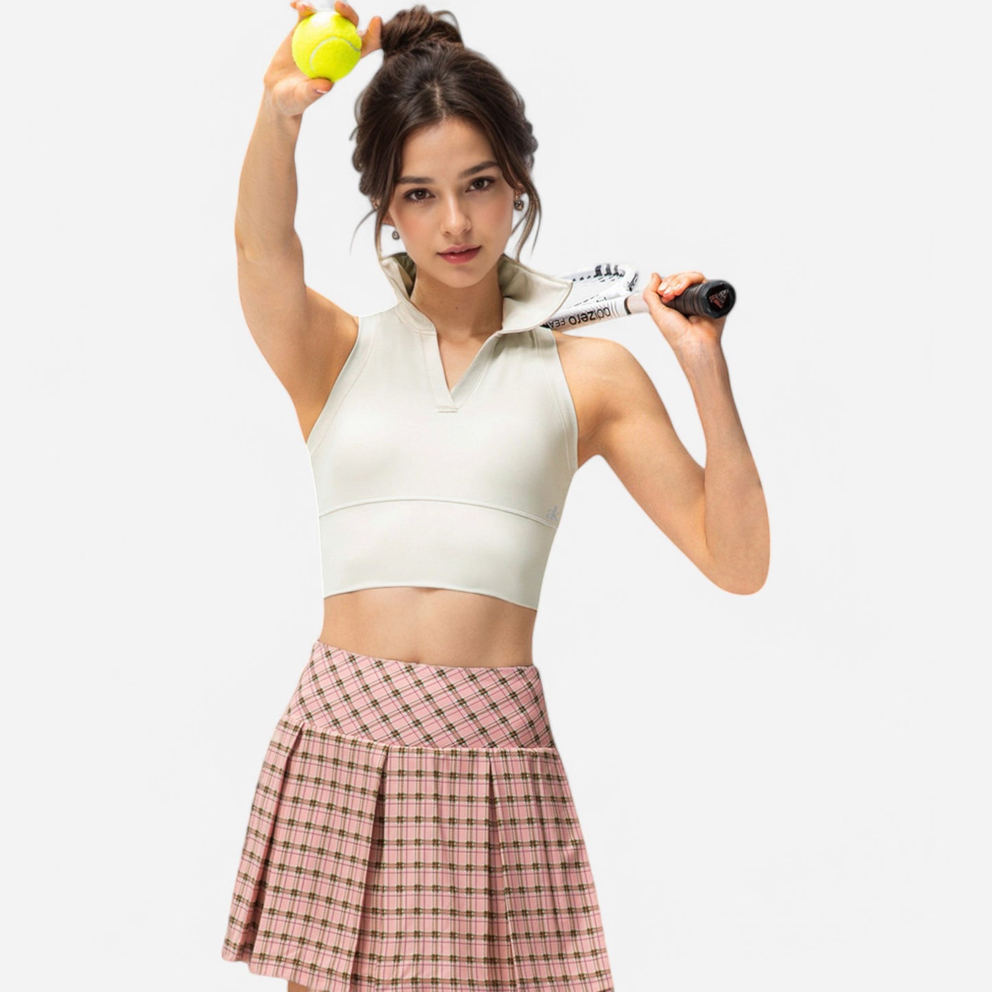 Anna-Kaci Women's Sleeveless Collared Crop Top with V-Neckline