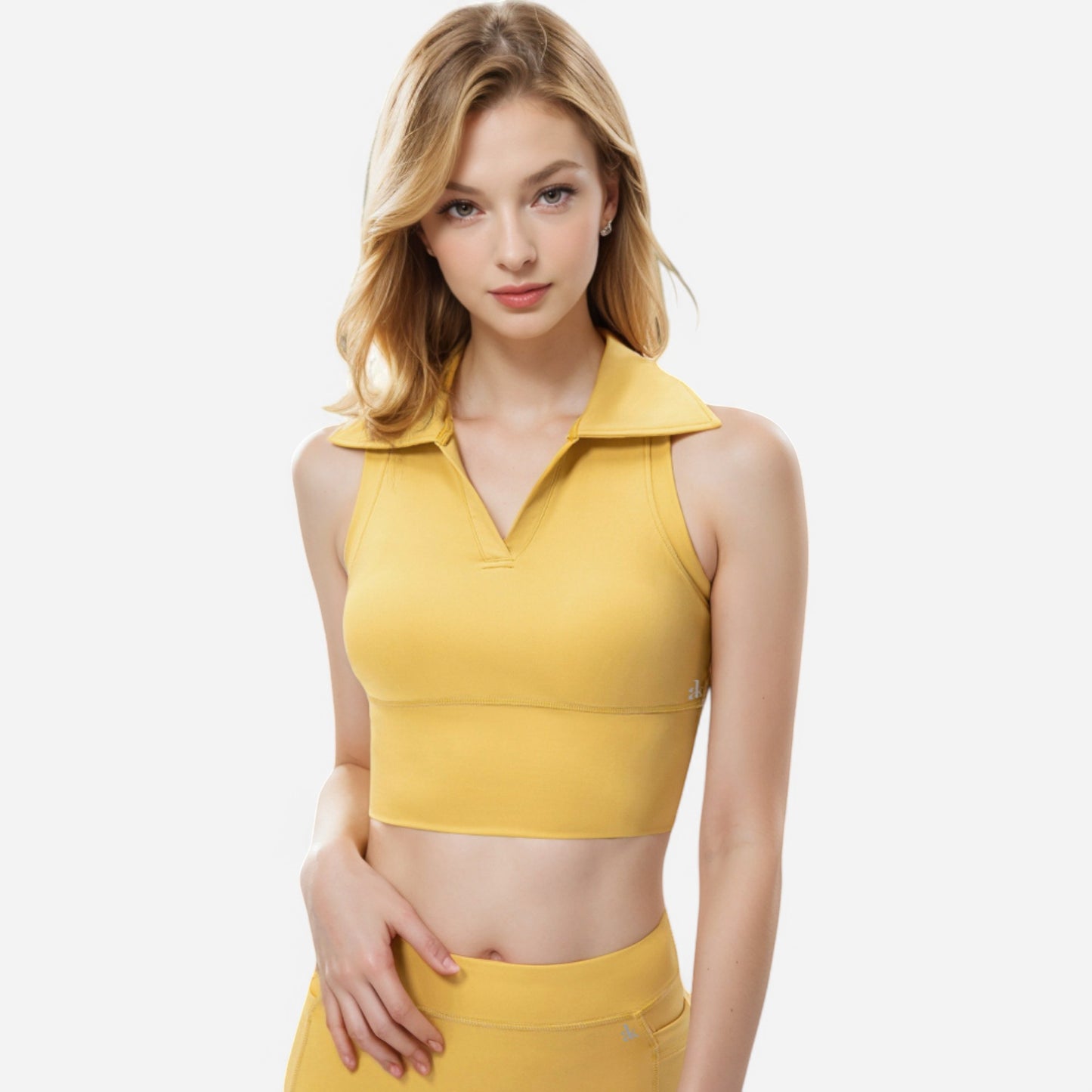 Anna-Kaci Women's Sleeveless Collared Crop Top with V-Neckline