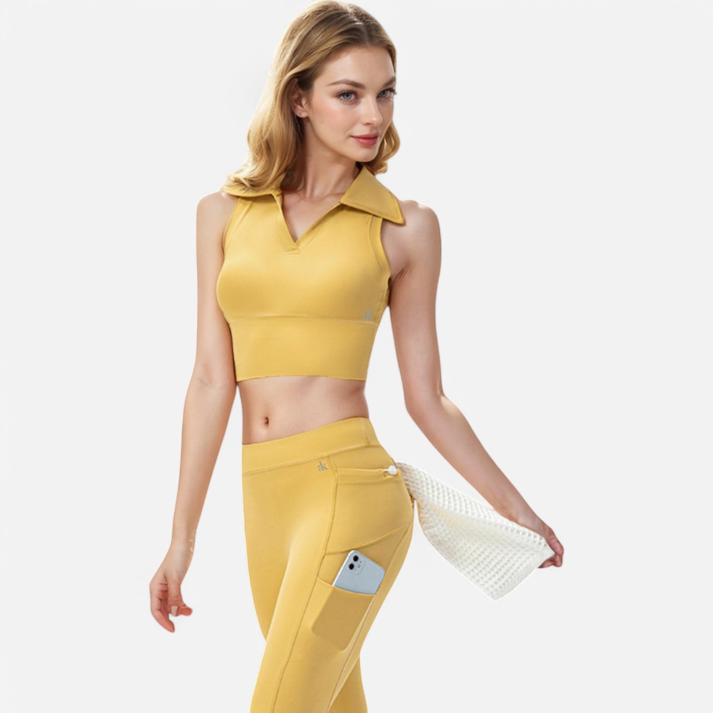 Anna-Kaci Women's Sleeveless Collared Crop Top with V-Neckline