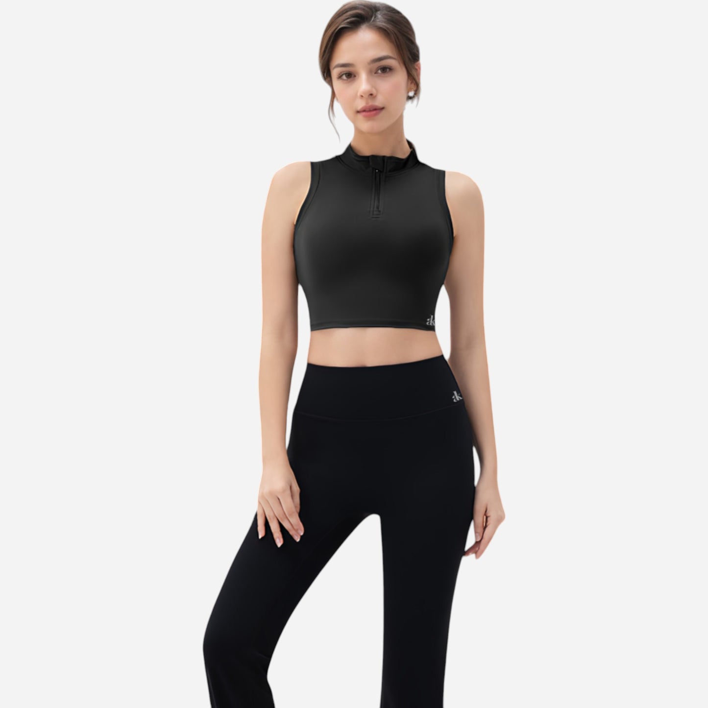 Anna-Kaci Women's Zip-Up Mock Neck Crop Top with Sleeveless Design