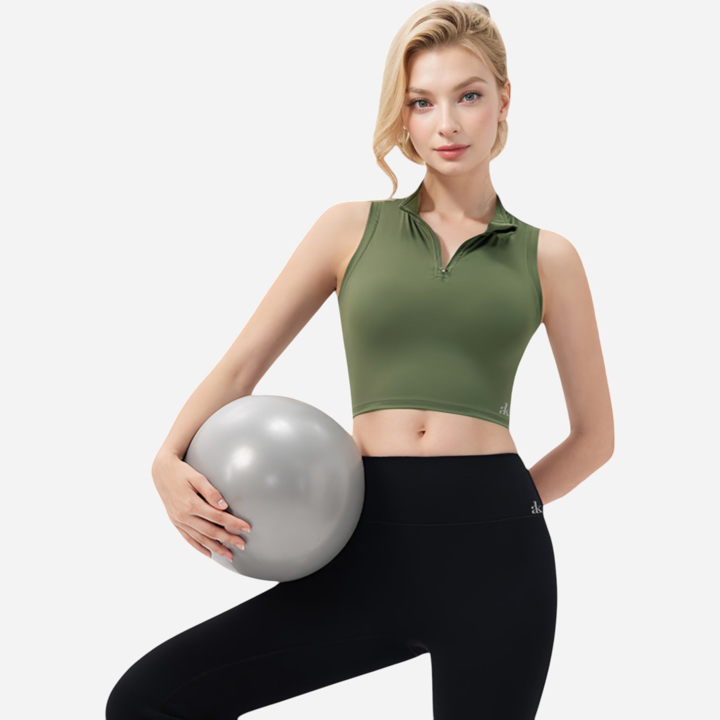 Anna-Kaci Women's Zip-Up Mock Neck Crop Top with Sleeveless Design