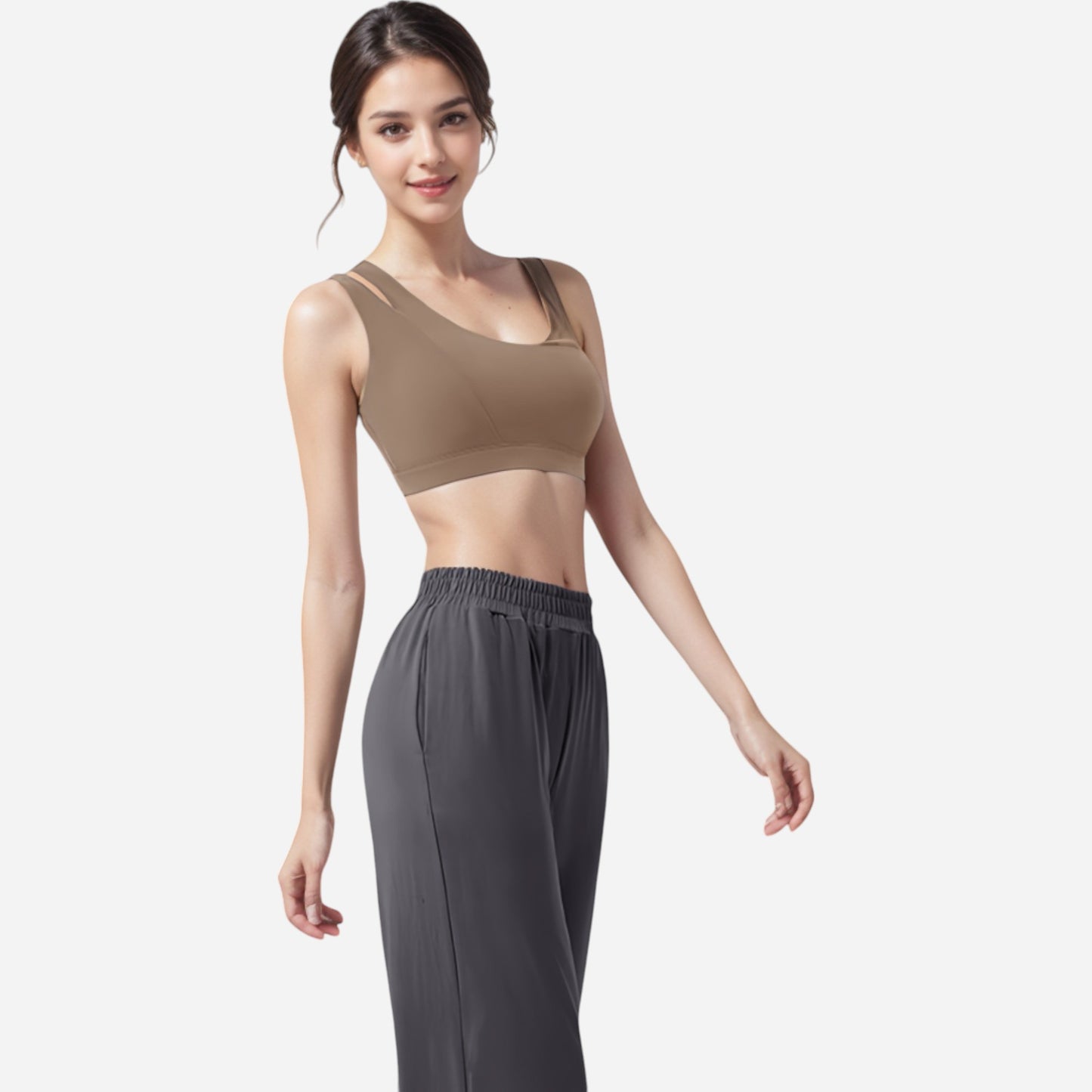 Anna-Kaci Women's One Shoulder Cut-Out Sports Bra with Asymmetrical Design