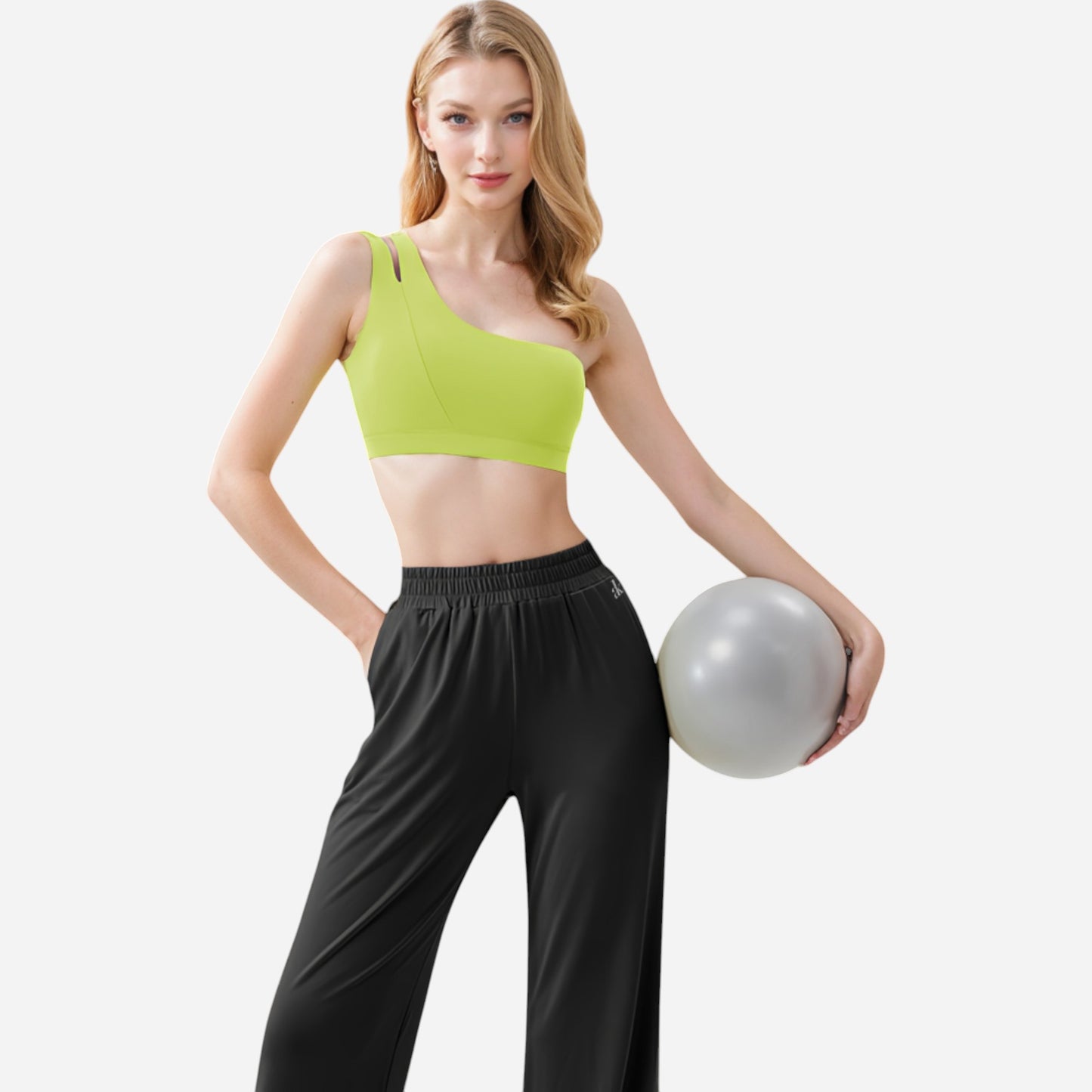 Anna-Kaci Women's One Shoulder Cut-Out Sports Bra with Asymmetrical Design