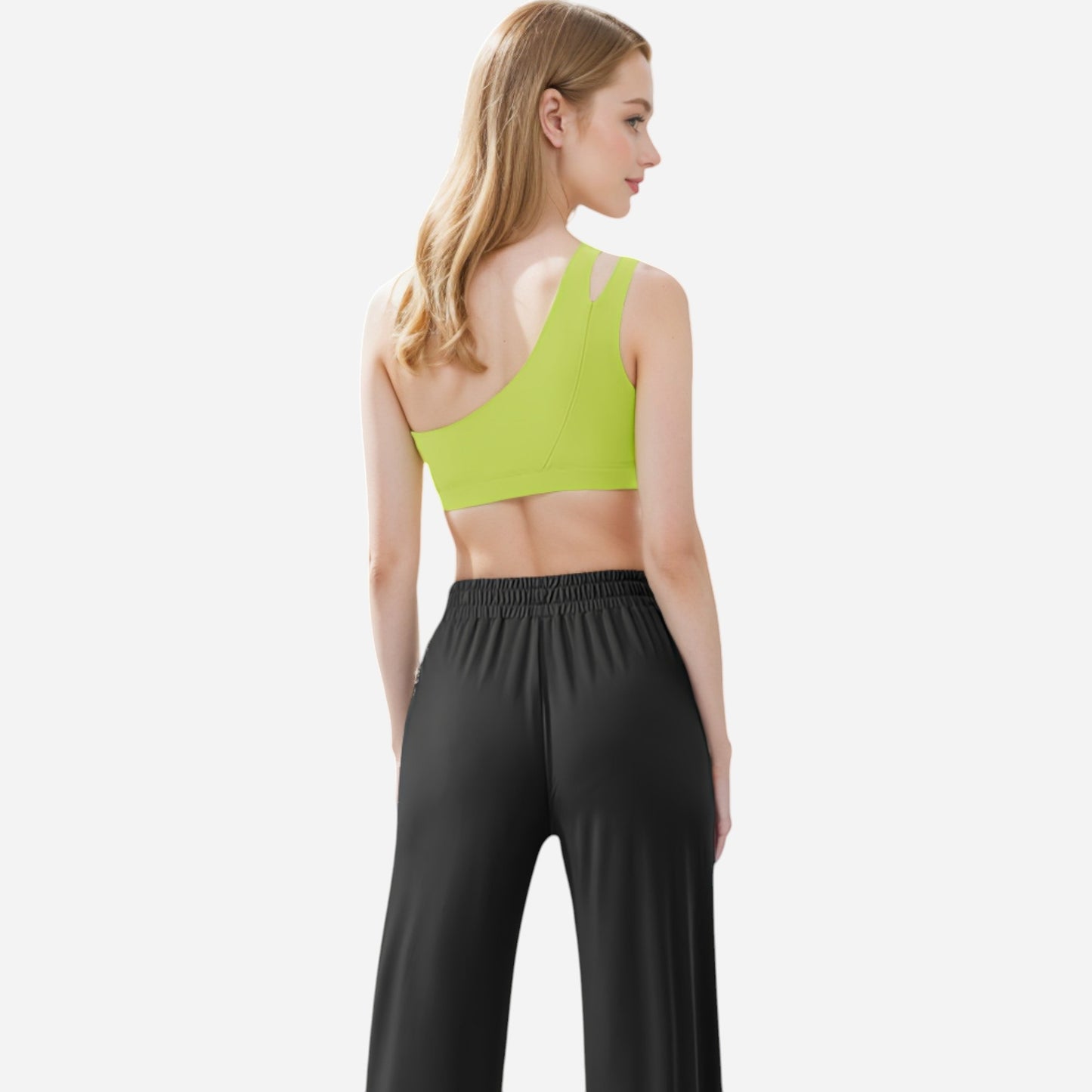 Anna-Kaci Women's One Shoulder Cut-Out Sports Bra with Asymmetrical Design