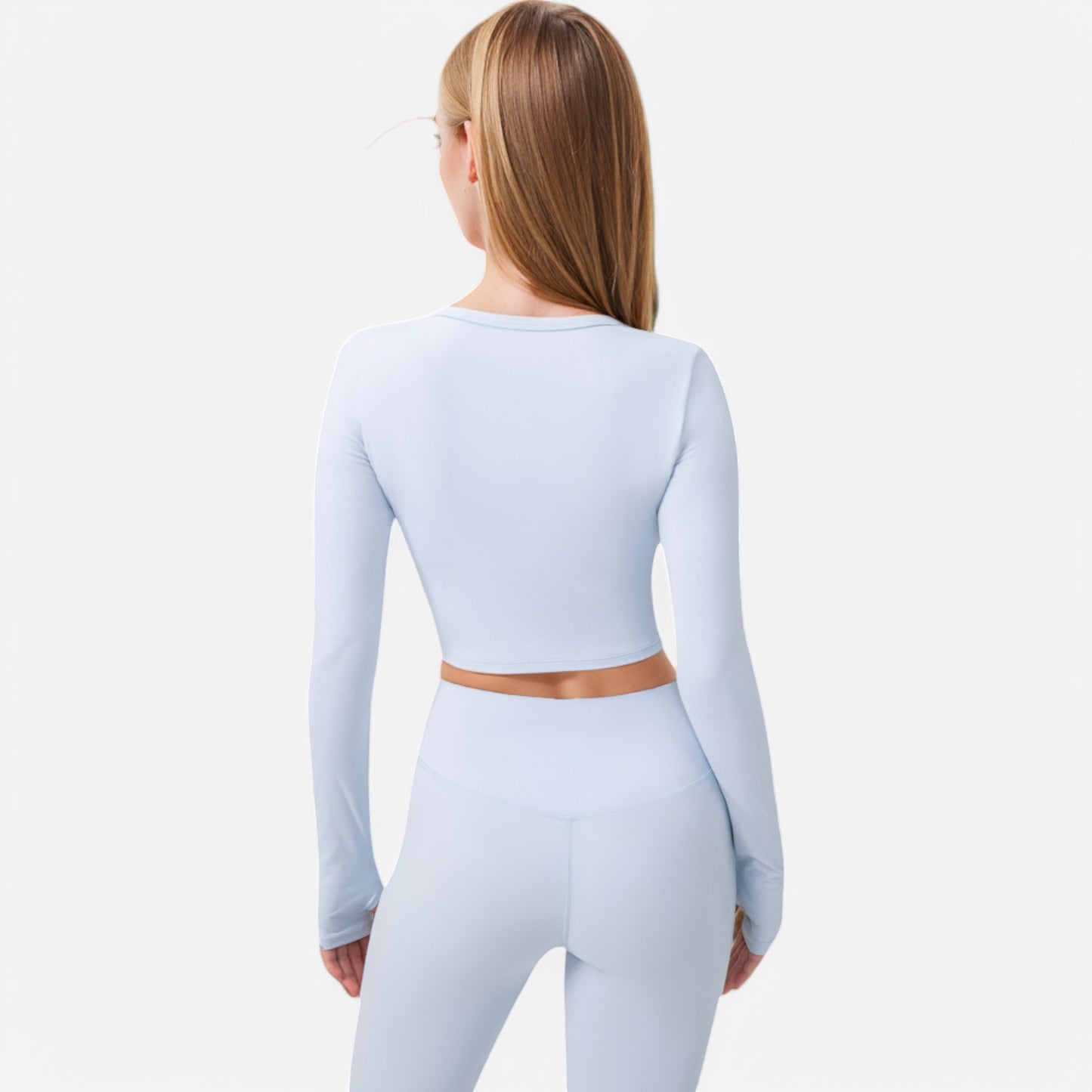 Anna-Kaci Women's Cropped Button-Front Long Sleeve Top with Thumbholes