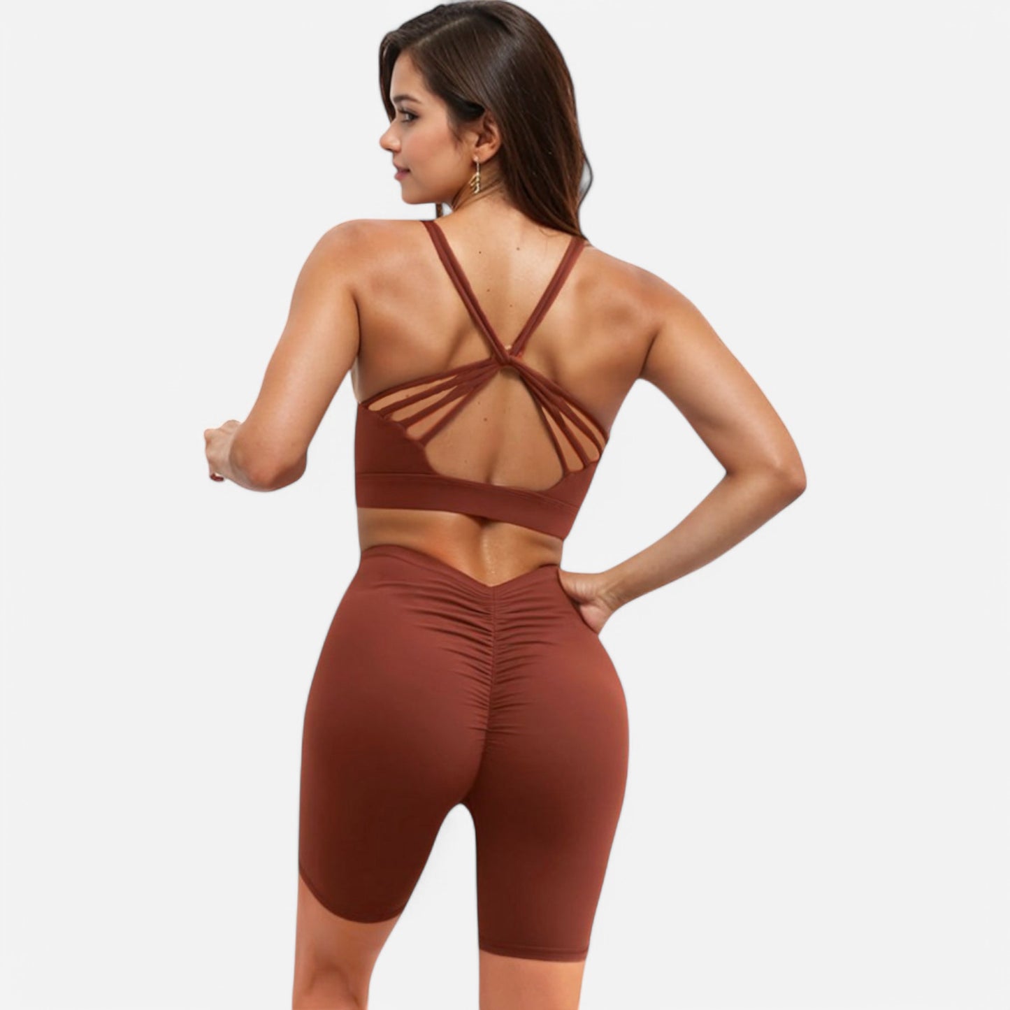 Anna-Kaci Women's Strappy Back Sports Bra with Crisscross Design