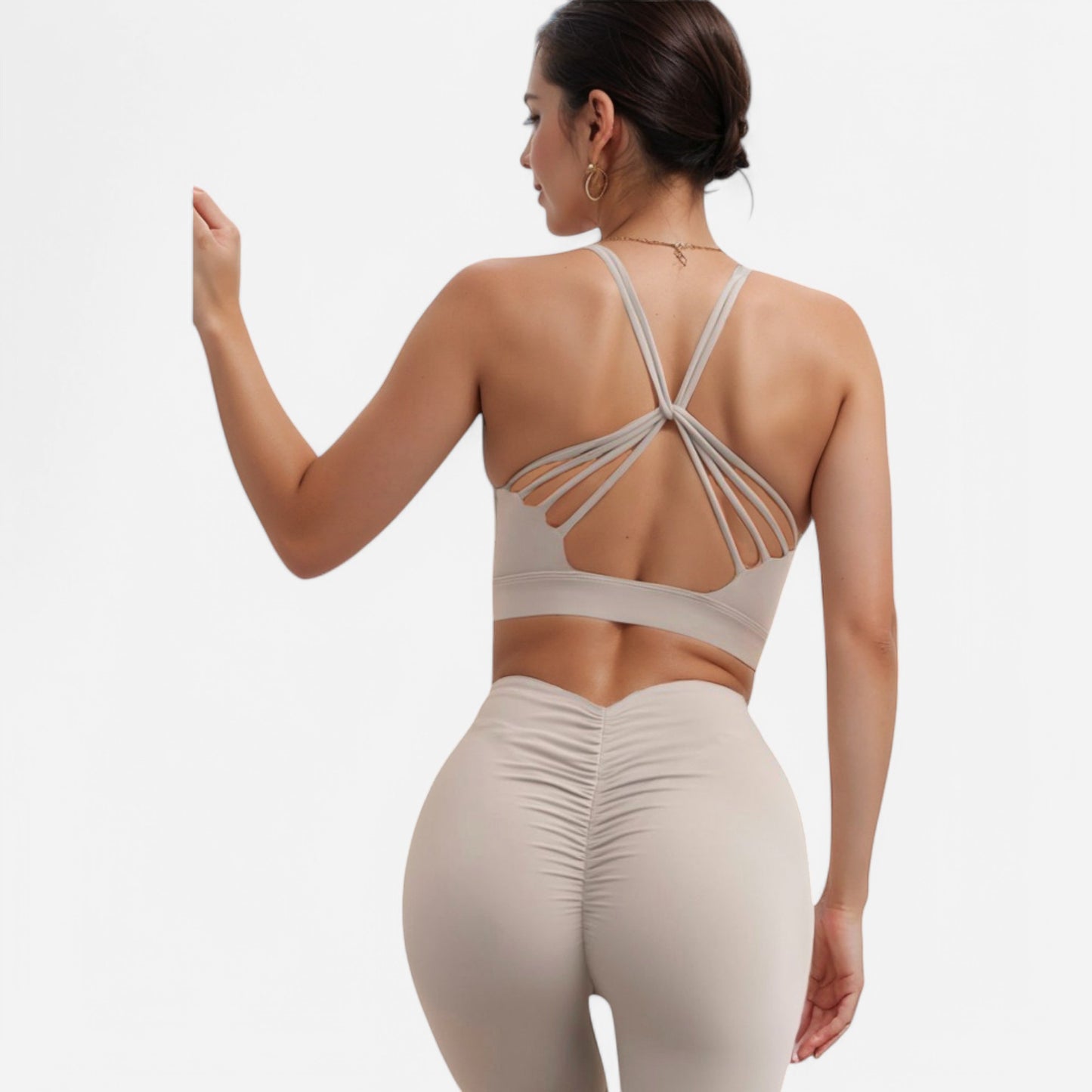 Anna-Kaci Women's Strappy Back Sports Bra with Crisscross Design