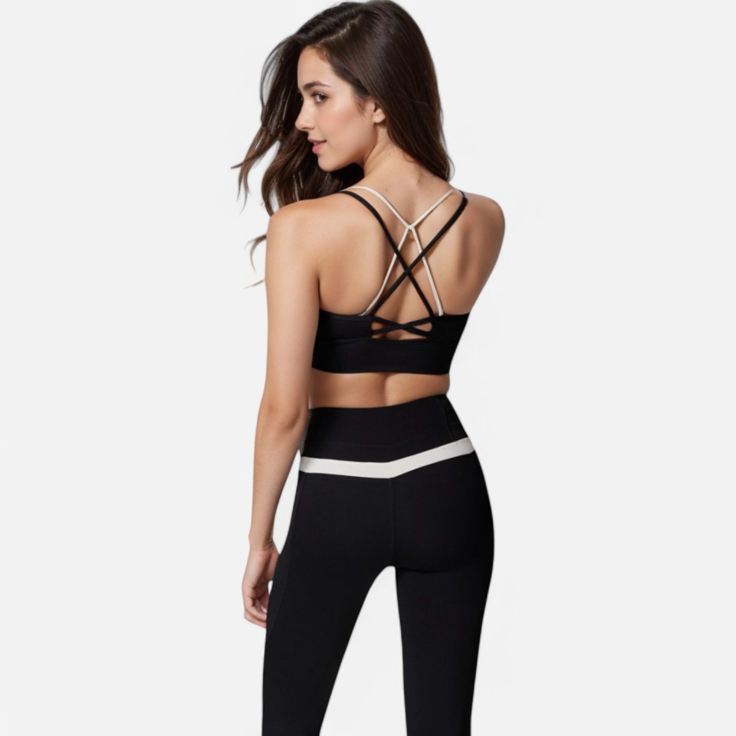 Anna-Kaci Women's Dual Strap Sports Bra with V-Neck Design