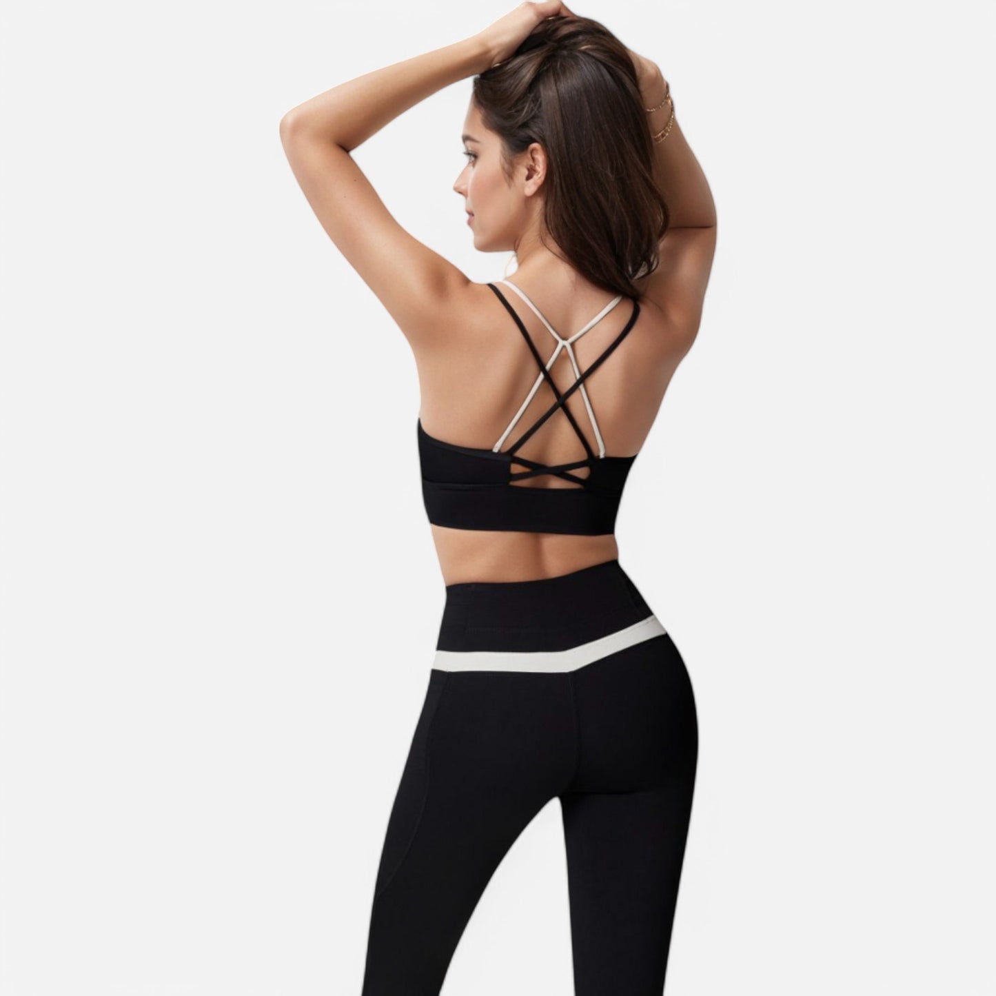 Anna-Kaci Women's Dual Strap Sports Bra with V-Neck Design