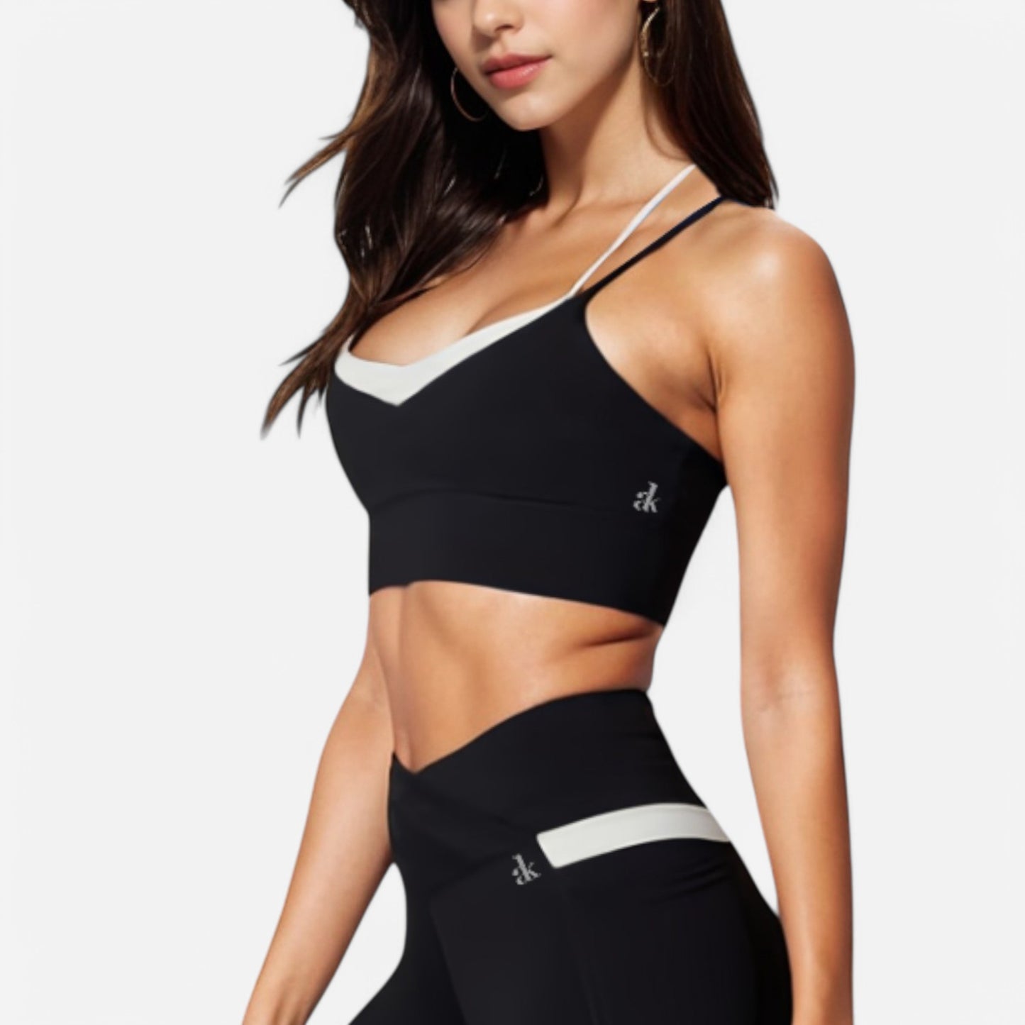 Anna-Kaci Women's Dual Strap Sports Bra with V-Neck Design