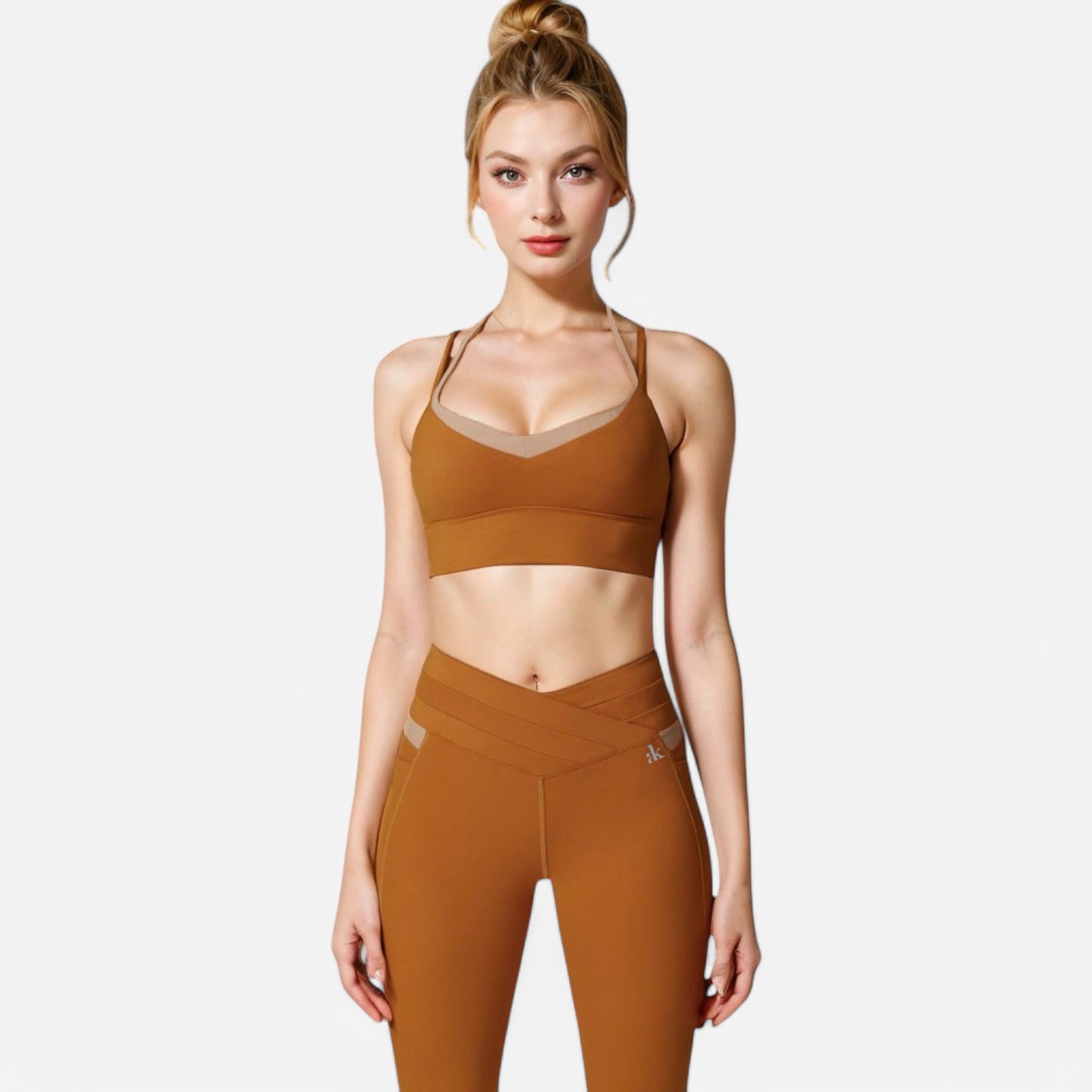 Anna-Kaci Women's Dual Strap Sports Bra with V-Neck Design