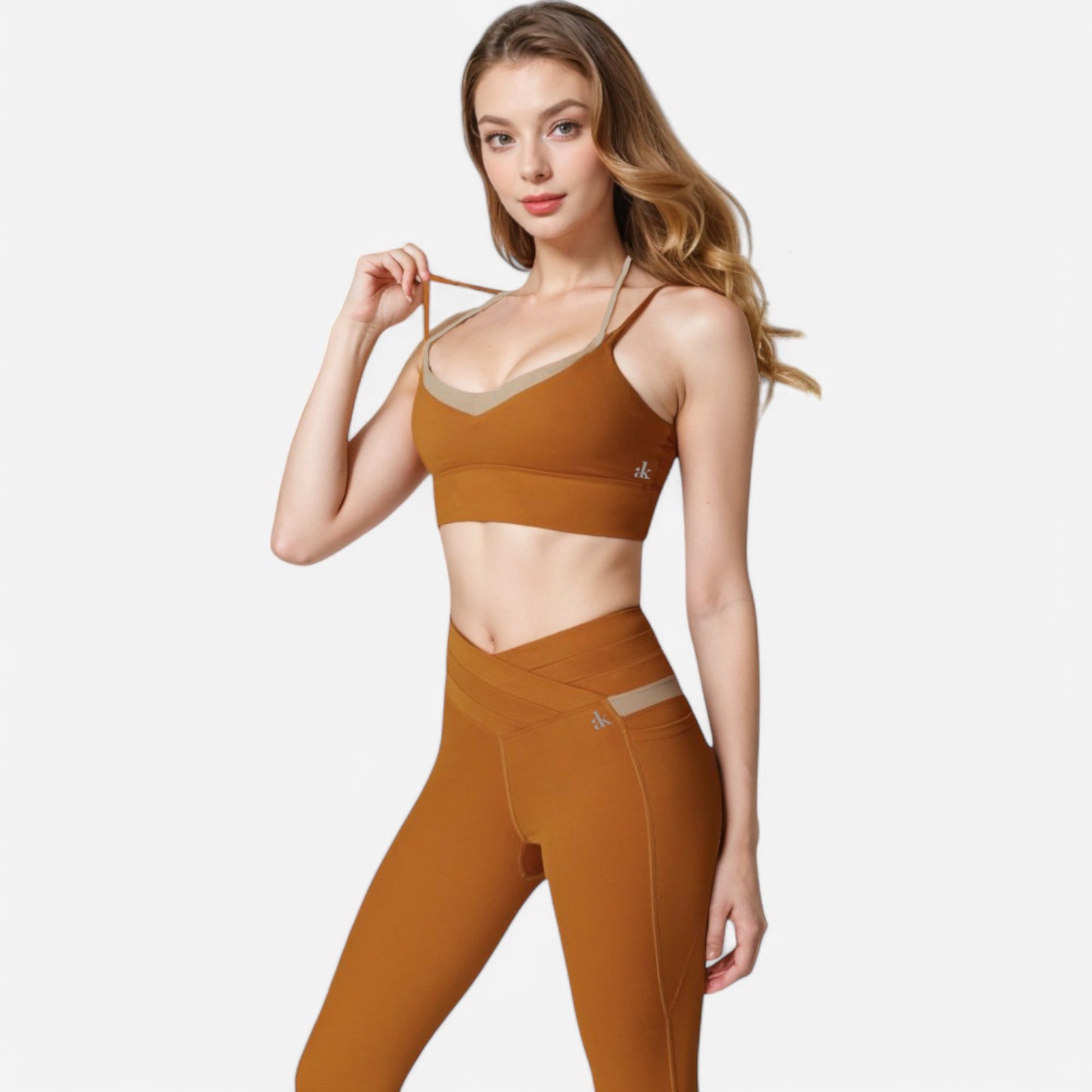 Anna-Kaci Women's Dual Strap Sports Bra with V-Neck Design