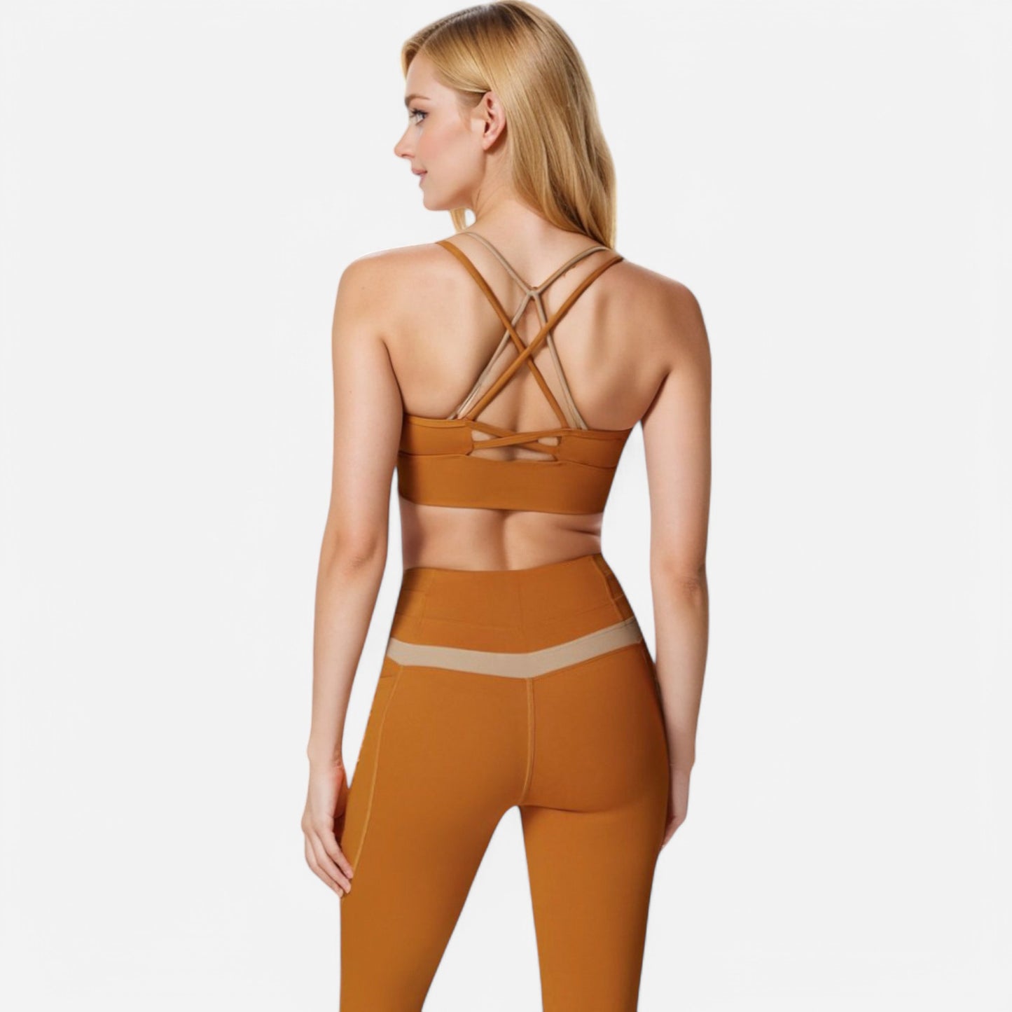 Anna-Kaci Women's Dual Strap Sports Bra with V-Neck Design