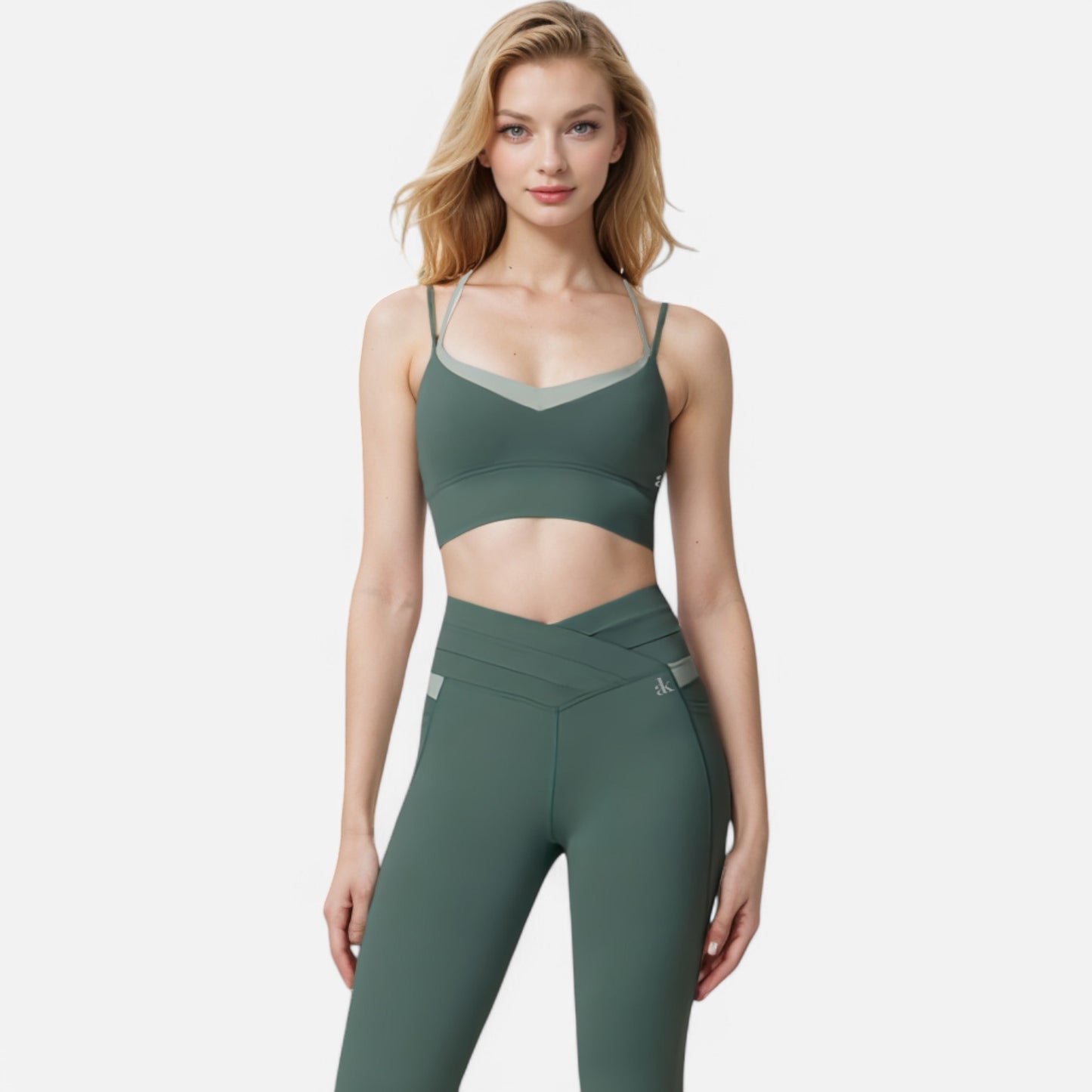 Anna-Kaci Women's Dual Strap Sports Bra with V-Neck Design