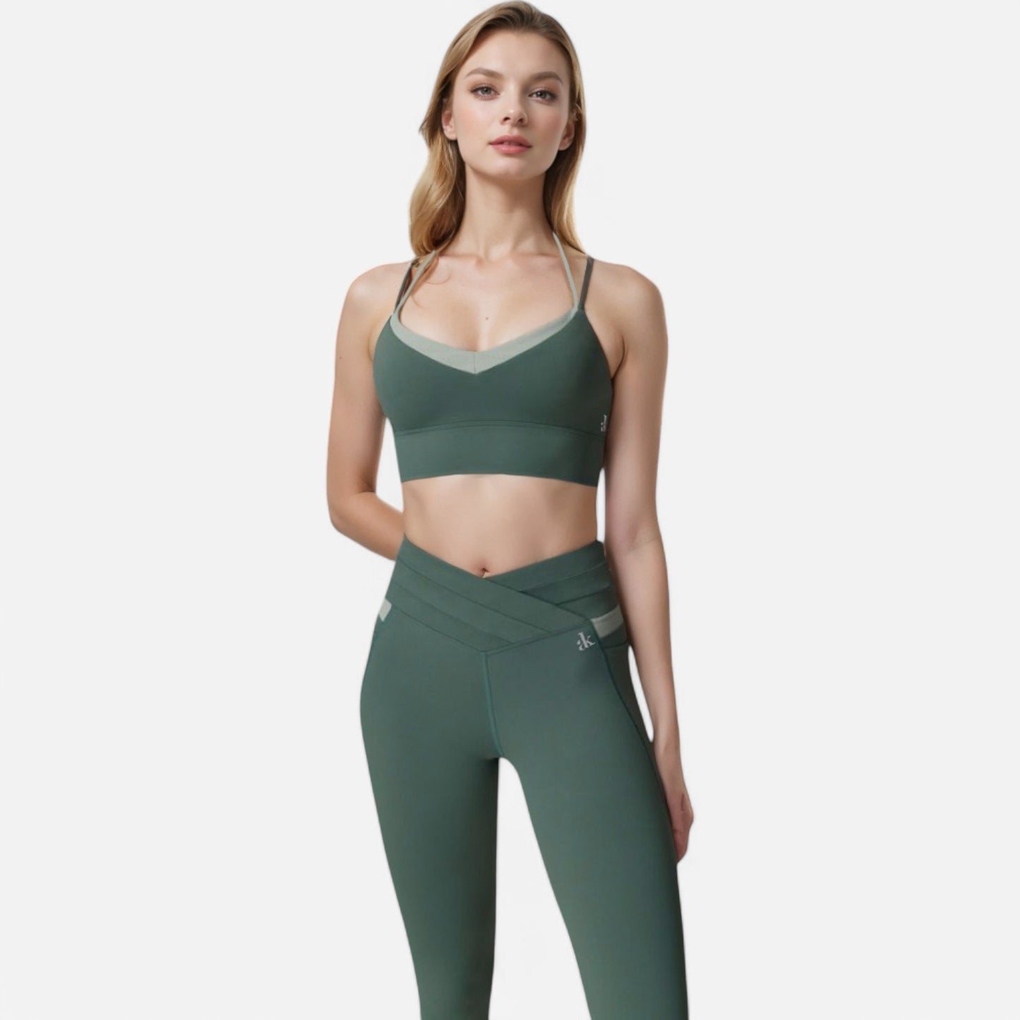 Anna-Kaci Women's Dual Strap Sports Bra with V-Neck Design