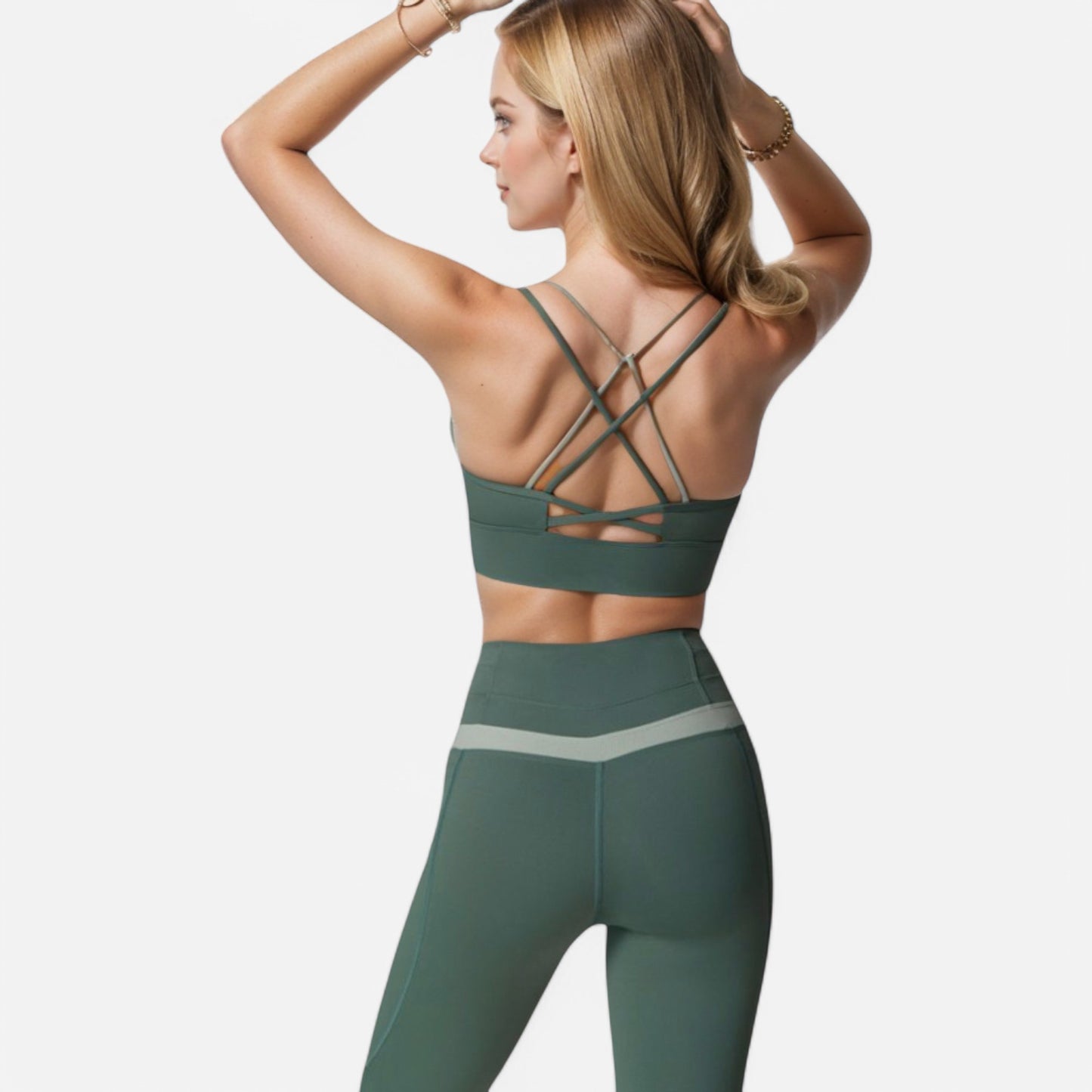 Anna-Kaci Women's Dual Strap Sports Bra with V-Neck Design