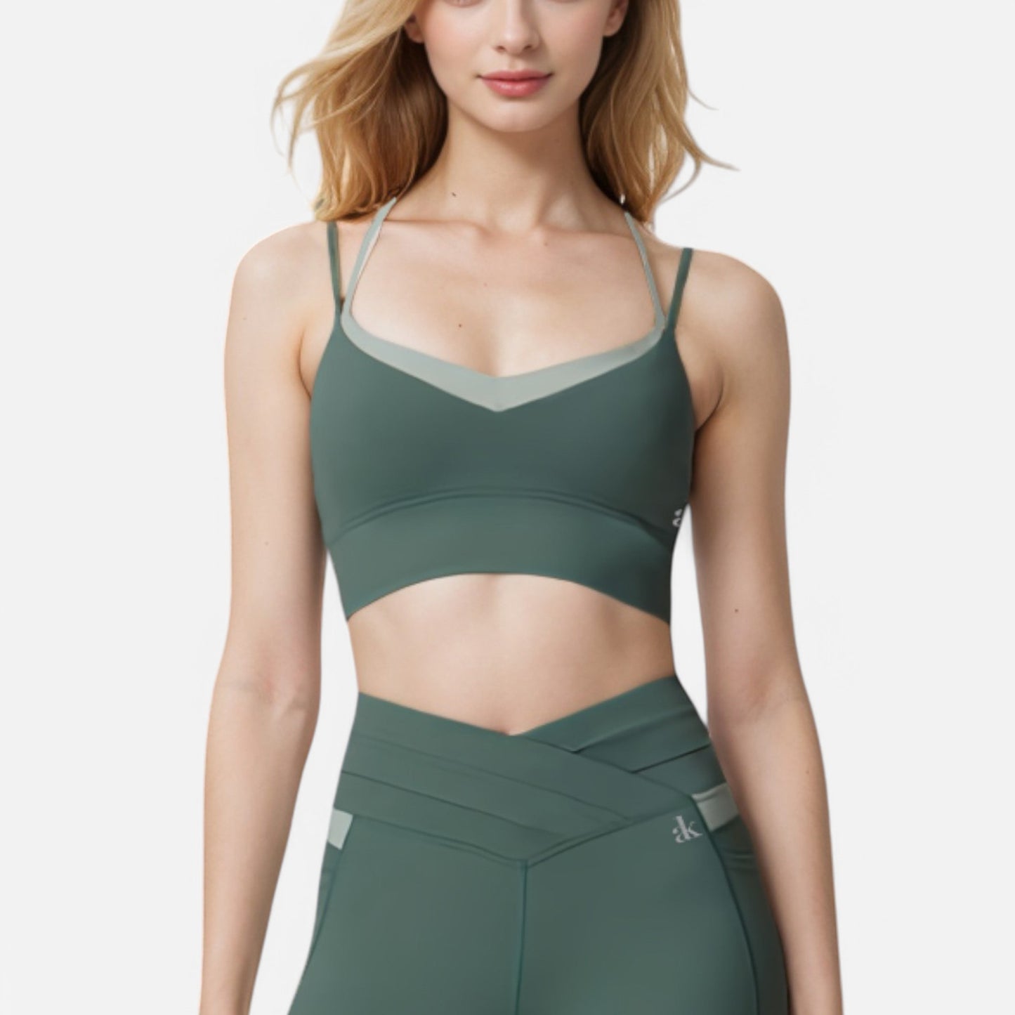 Anna-Kaci Women's Dual Strap Sports Bra with V-Neck Design