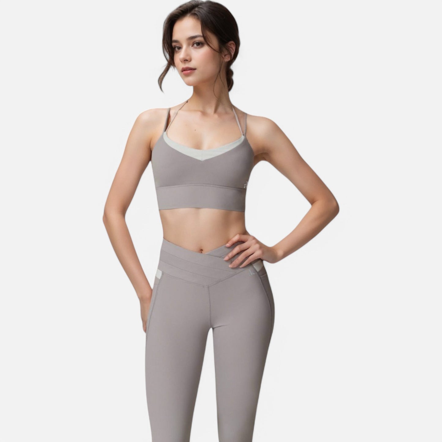 Anna-Kaci Women's Dual Strap Sports Bra with V-Neck Design