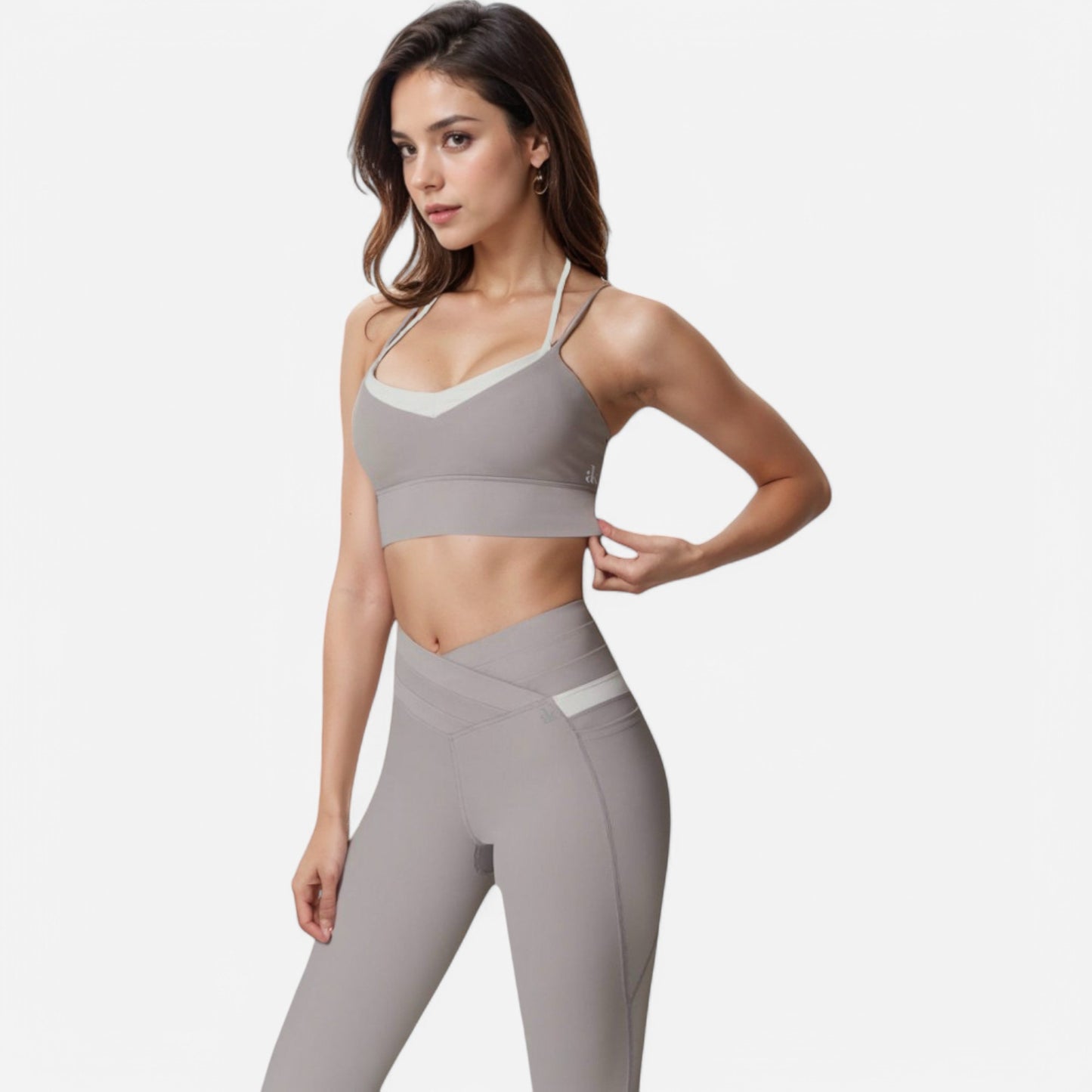 Anna-Kaci Women's Dual Strap Sports Bra with V-Neck Design