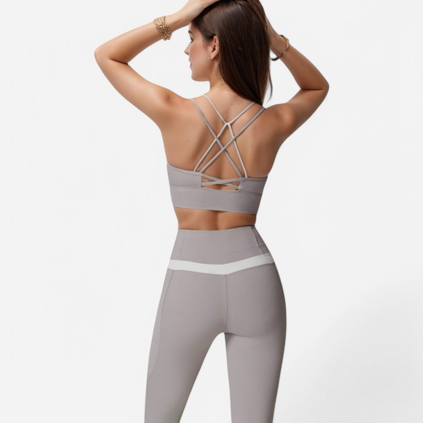 Anna-Kaci Women's Dual Strap Sports Bra with V-Neck Design