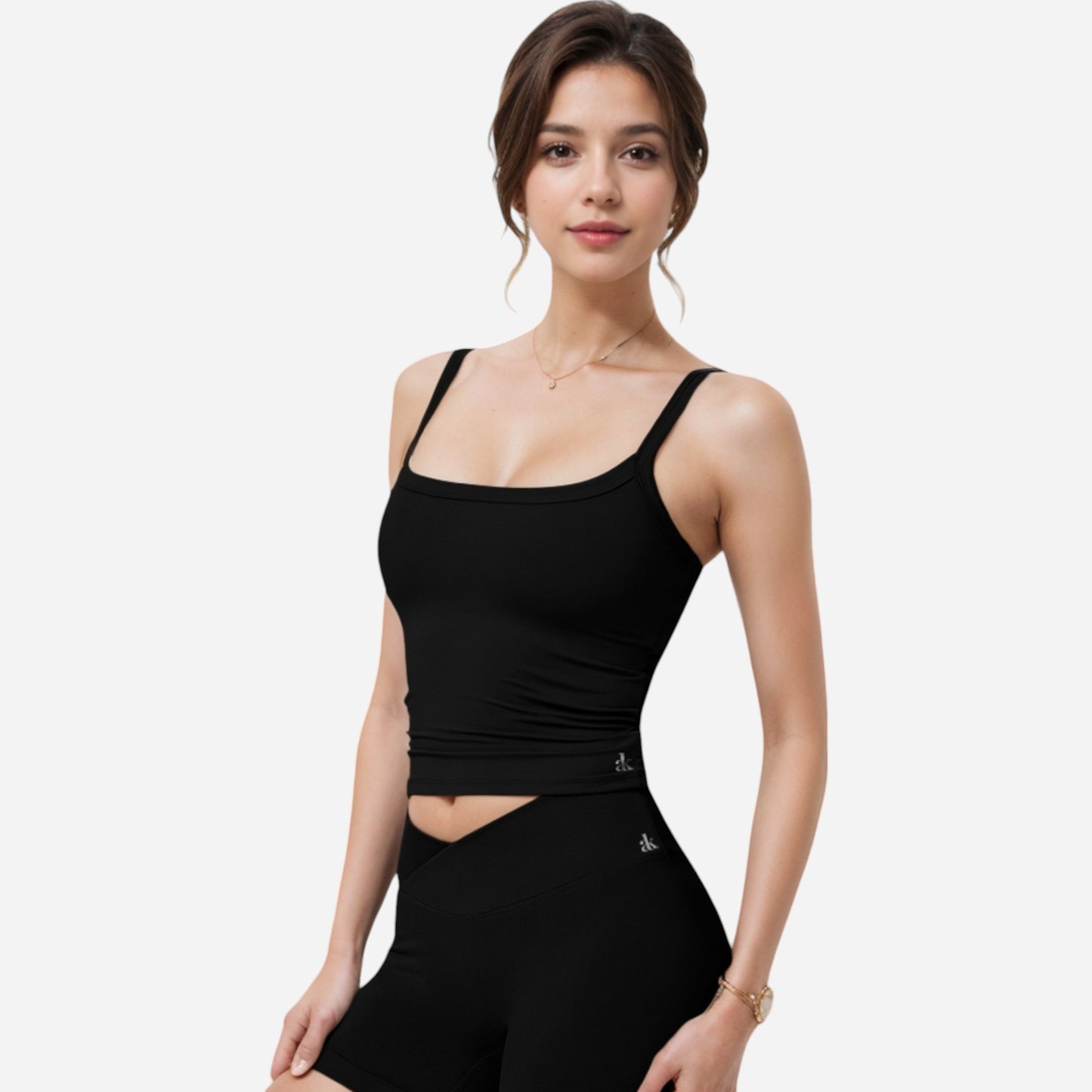 Anna-Kaci Women's Square Neck Tank Top with Spaghetti Straps