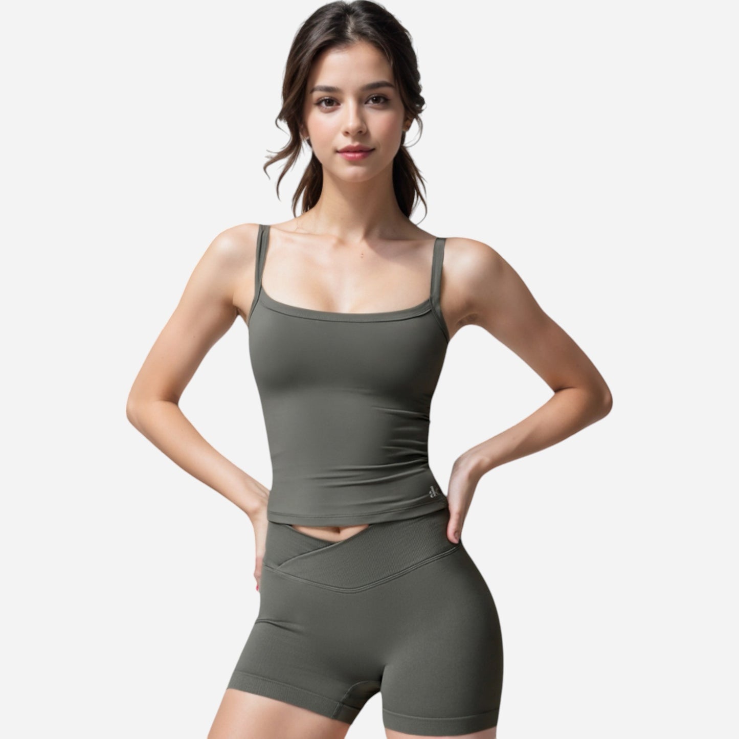 Anna-Kaci Women's Square Neck Tank Top with Spaghetti Straps