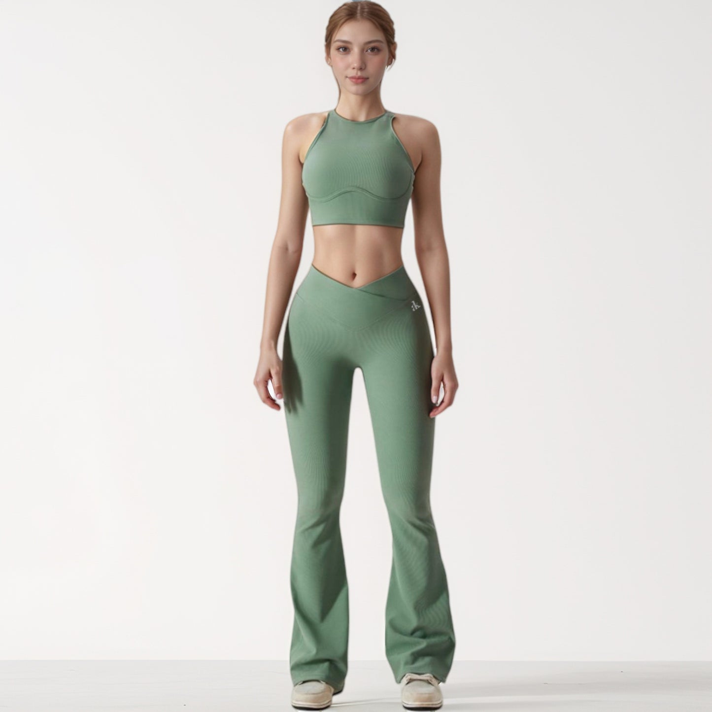 Anna-Kaci Active Women's High Neck Racerback Sports Crop Top with Seamless Compression Fit