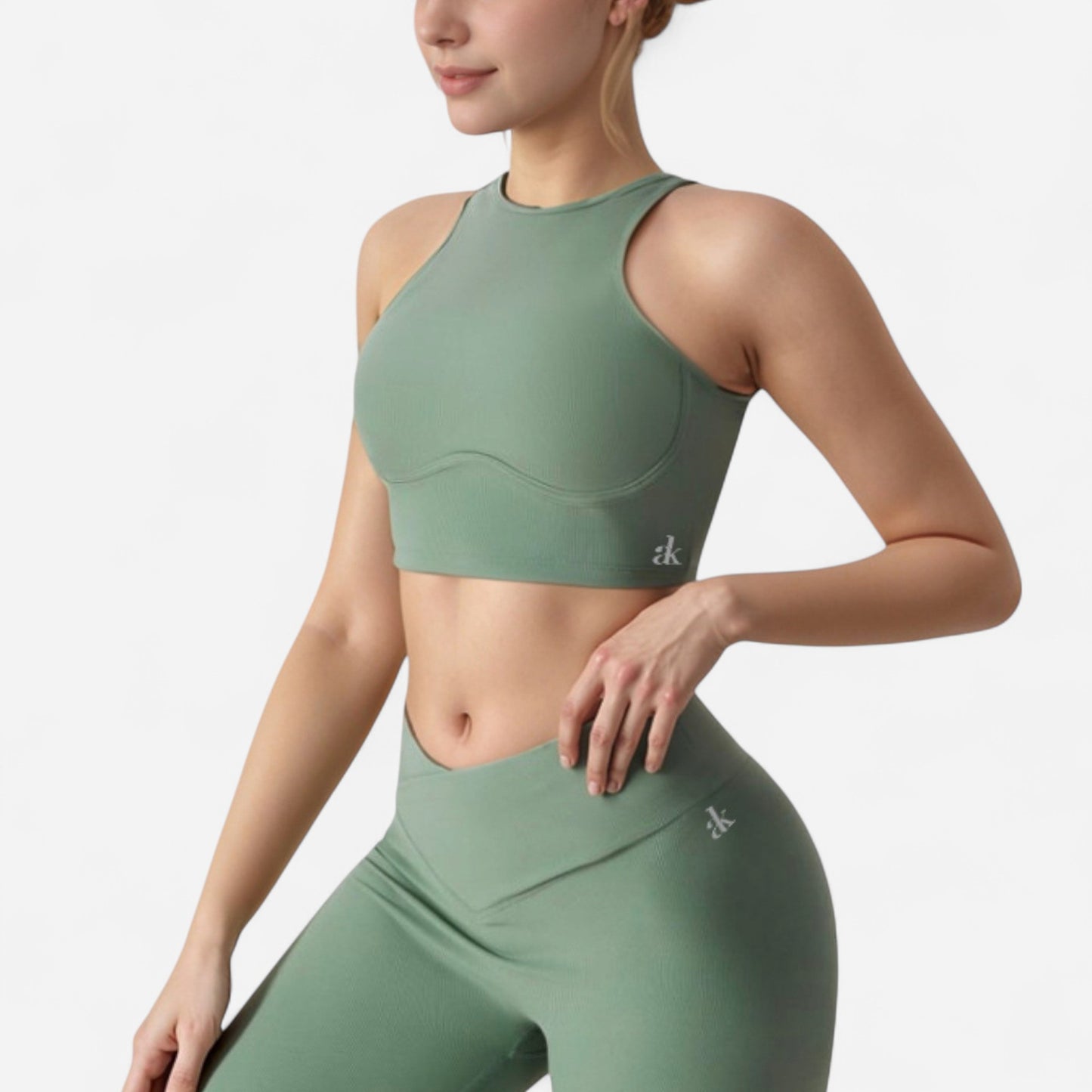 Anna-Kaci Active Women's High Neck Racerback Sports Crop Top with Seamless Compression Fit
