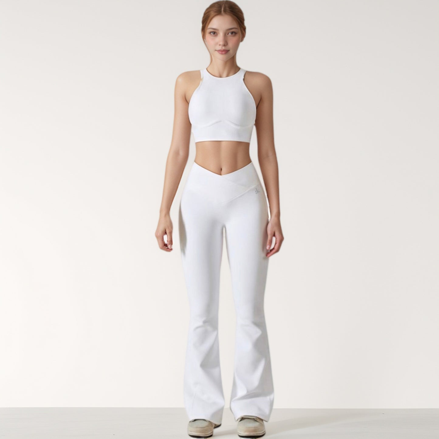 Anna-Kaci Active Women's High Neck Racerback Sports Crop Top with Seamless Compression Fit