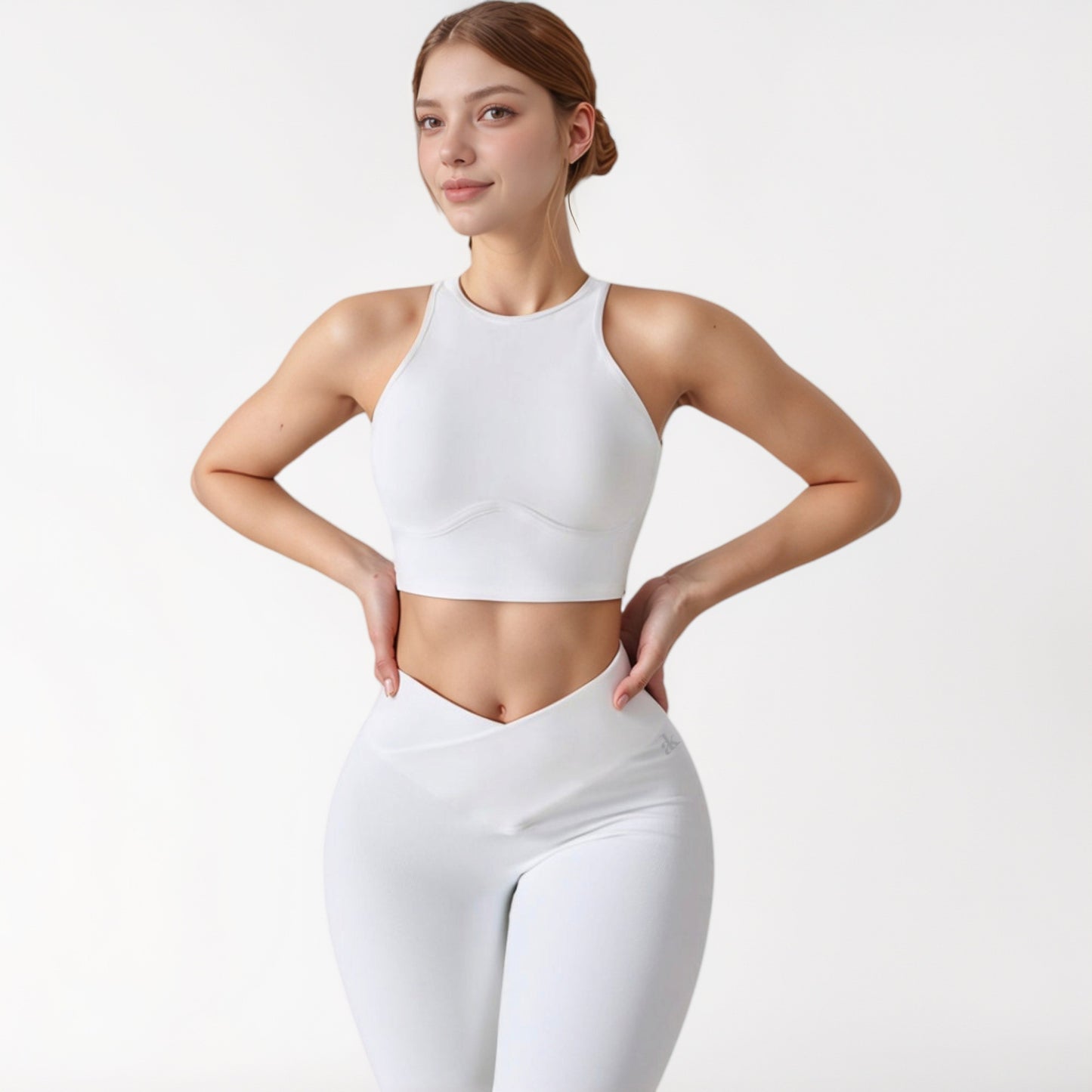 Anna-Kaci Active Women's High Neck Racerback Sports Crop Top with Seamless Compression Fit