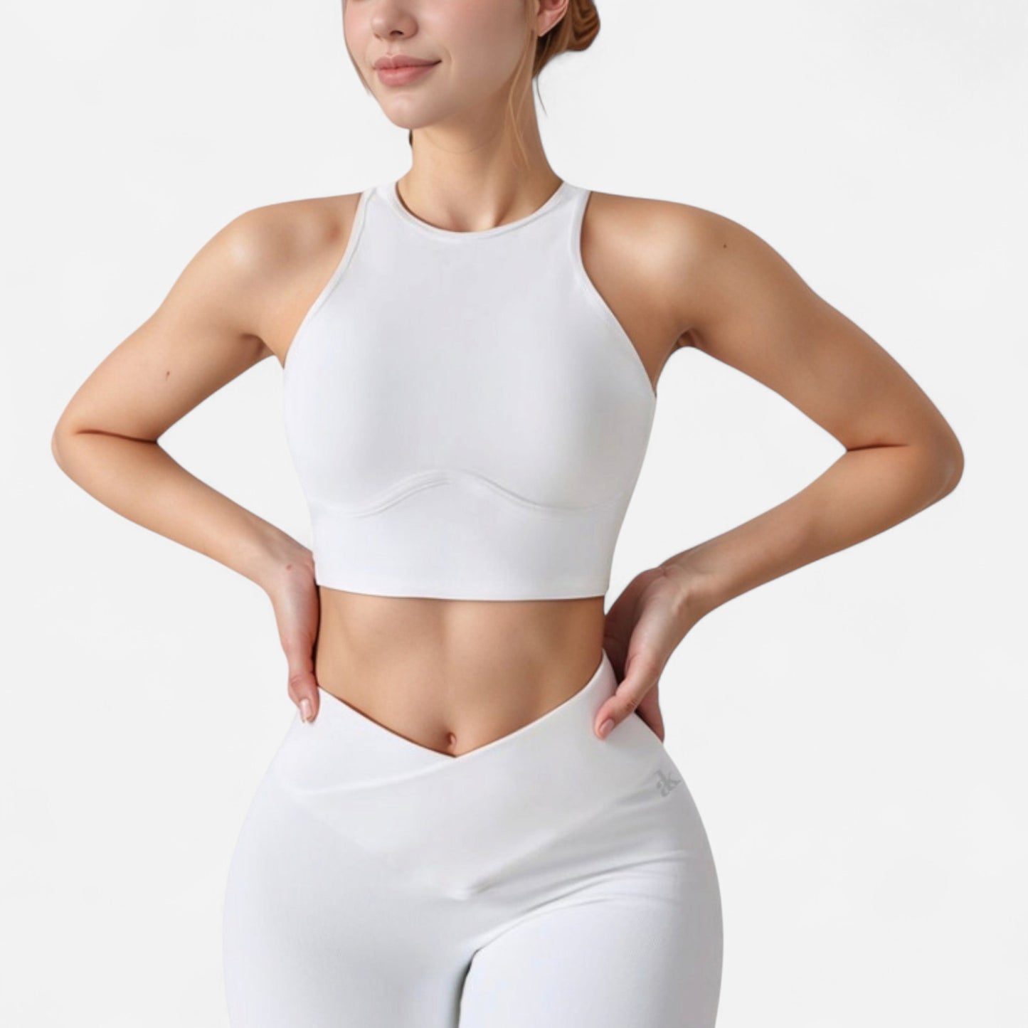 Anna-Kaci Active Women's High Neck Racerback Sports Crop Top with Seamless Compression Fit