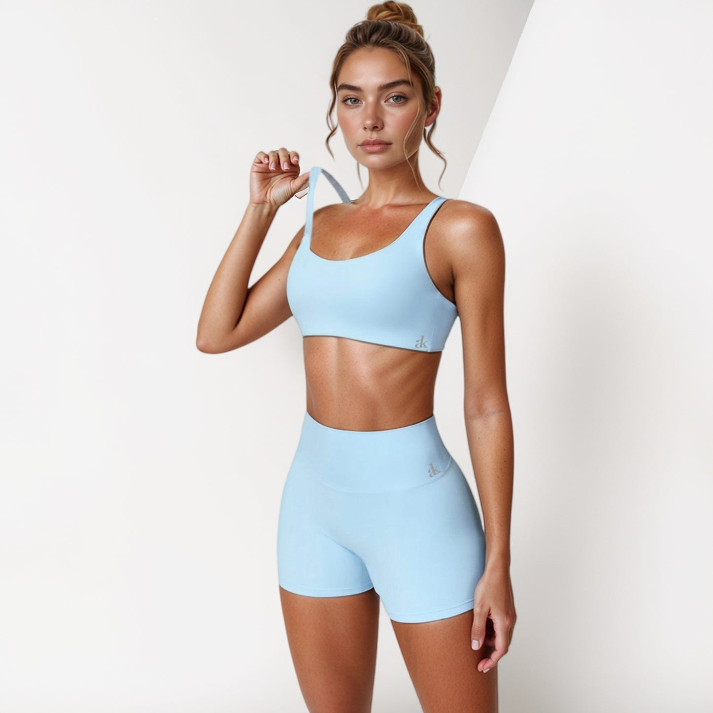 Anna-Kaci Active Women's Scoop Neck Sports Crop Top with Wide Shoulder Straps and Seamless Fit