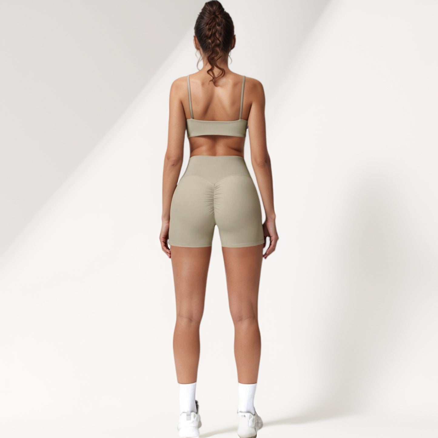 Anna-Kaci Active Women's Scoop Neck Sports Crop Top with Wide Shoulder Straps and Seamless Fit